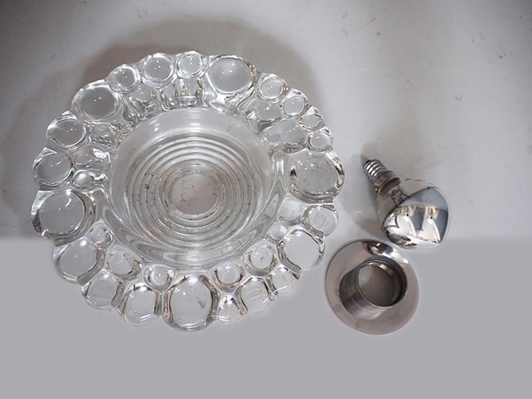 1960 Germany Peill & Putzler Sputnik Water Drop Flush Mount Murano Glass Chrome For Sale 1