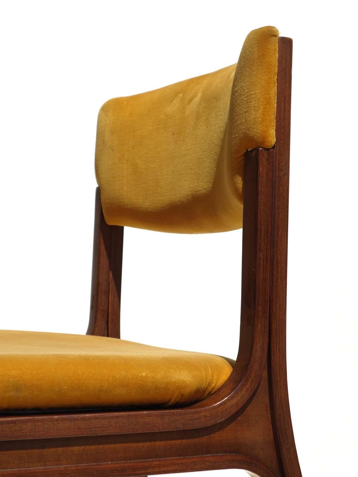 Wood 1960 Gianfranco Frattini for Cantieri Carugati Italian Design Chairs, Set of 4