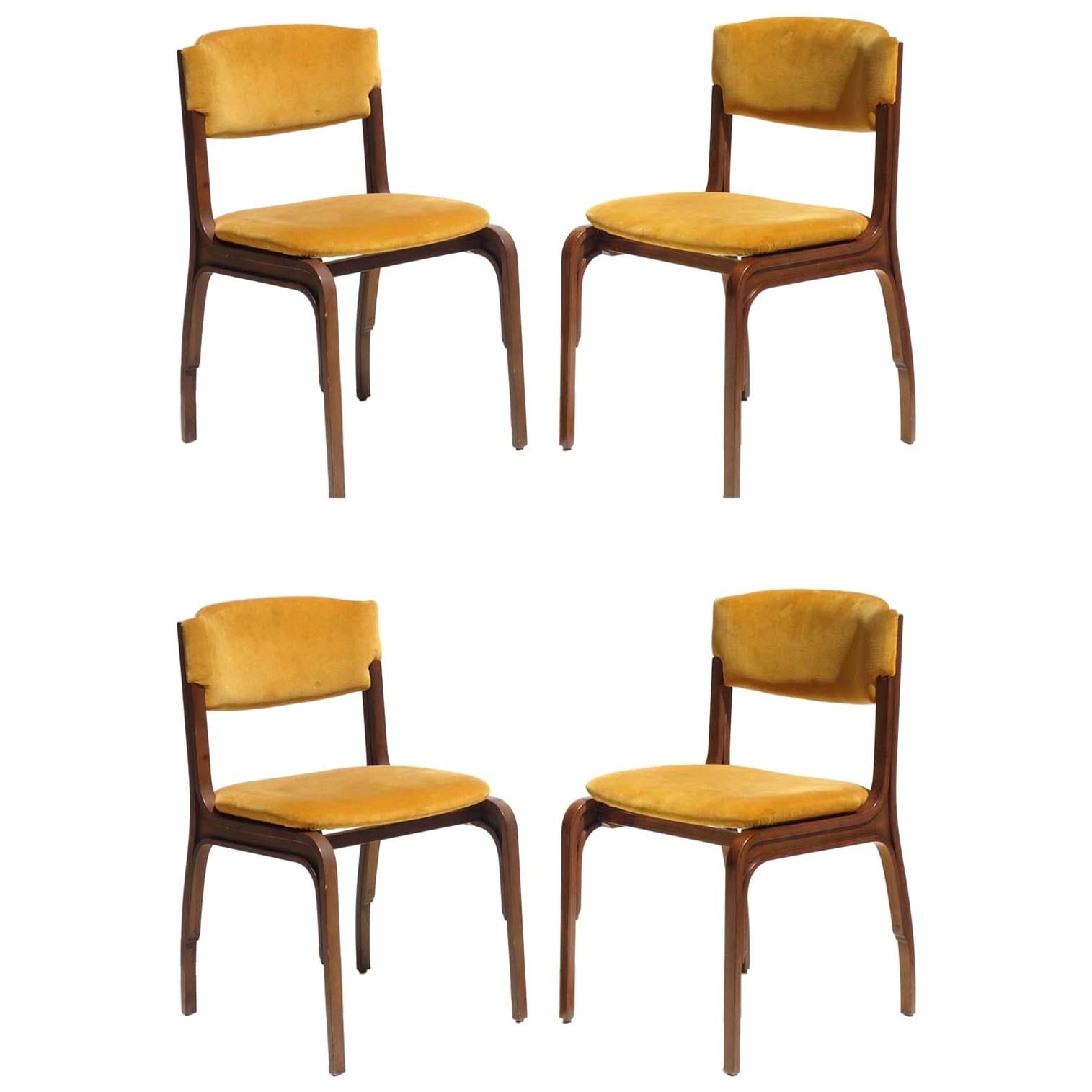 1960 Gianfranco Frattini for Cantieri Carugati Italian Design Chairs, Set of 4