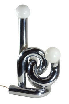 1960 Giovanni Banci Lampada da tavolo scultura organica di design italiano Space Age Chrome
