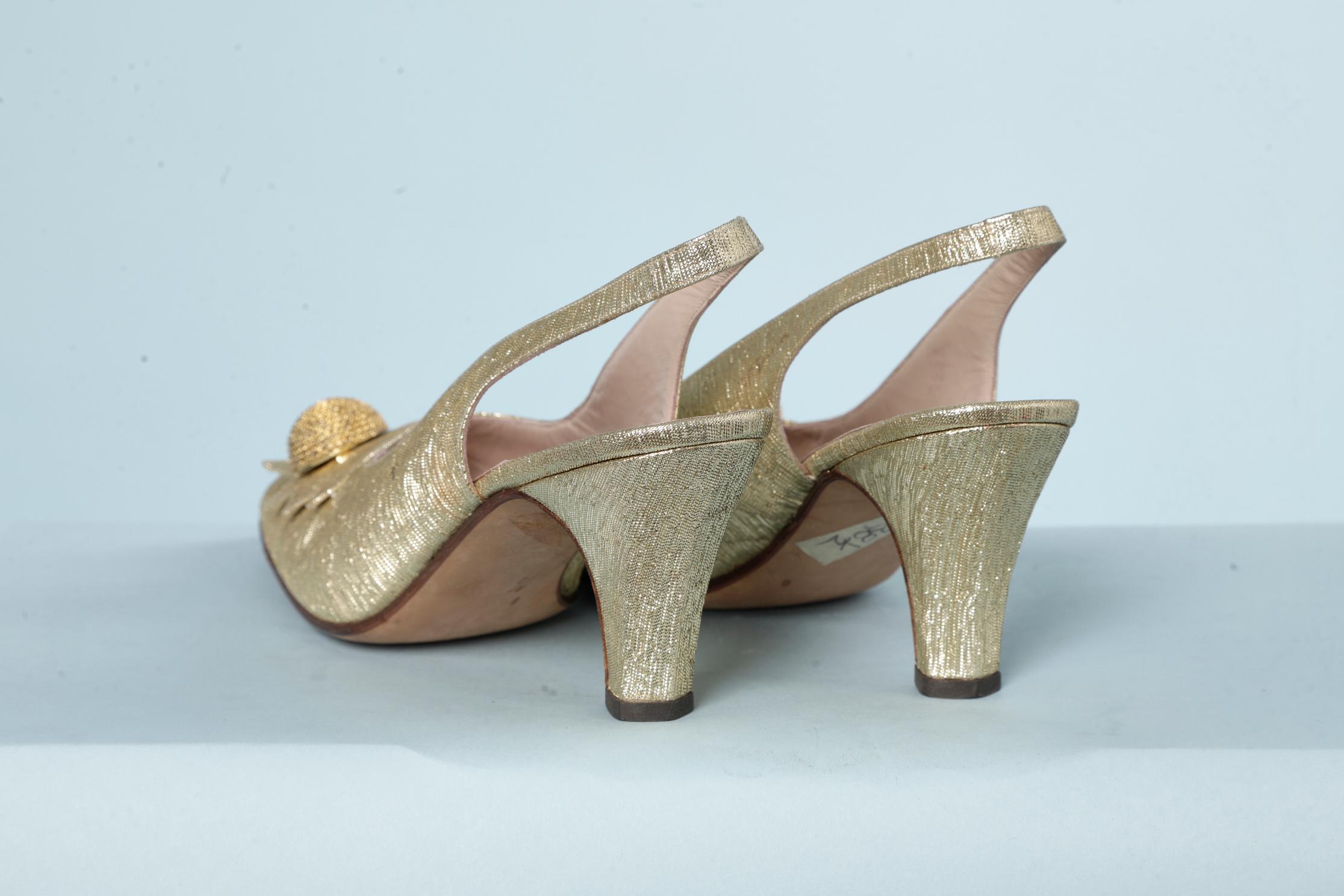 1960 gold lurex shoes U. Romagnoli For Sale at 1stDibs