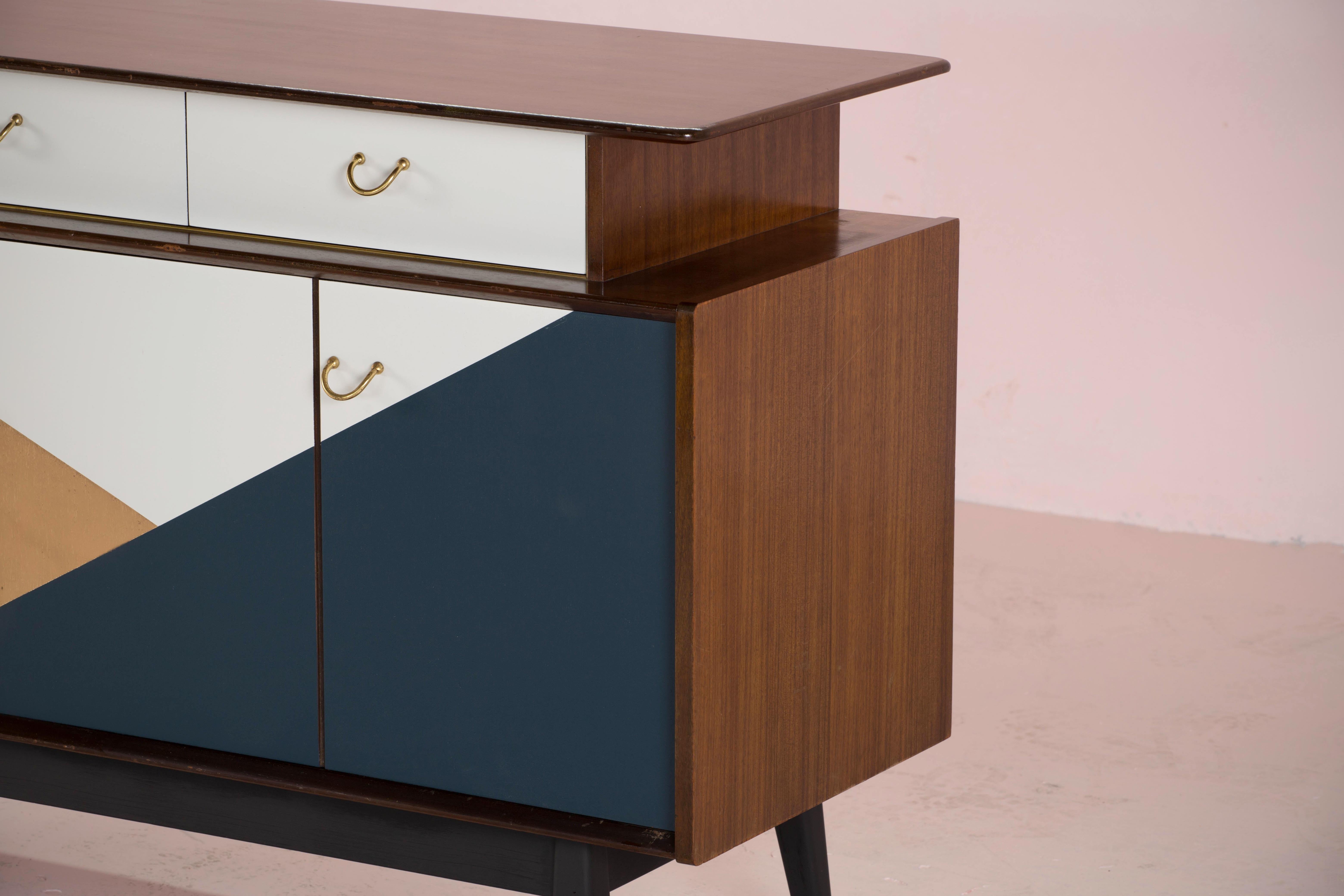 20th Century 1960 Golden Graphic Sideboard