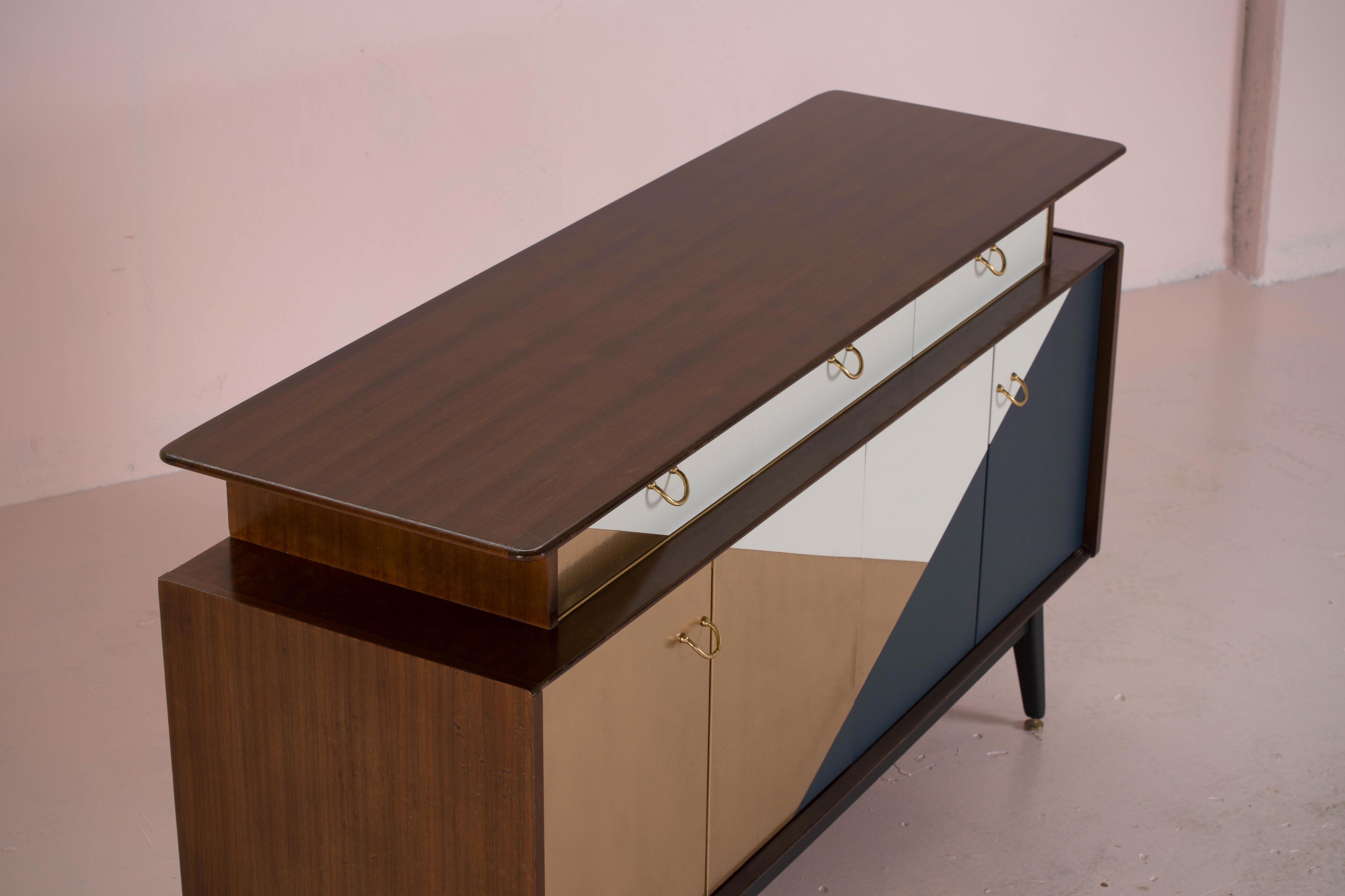 Wood 1960 Golden Graphic Sideboard