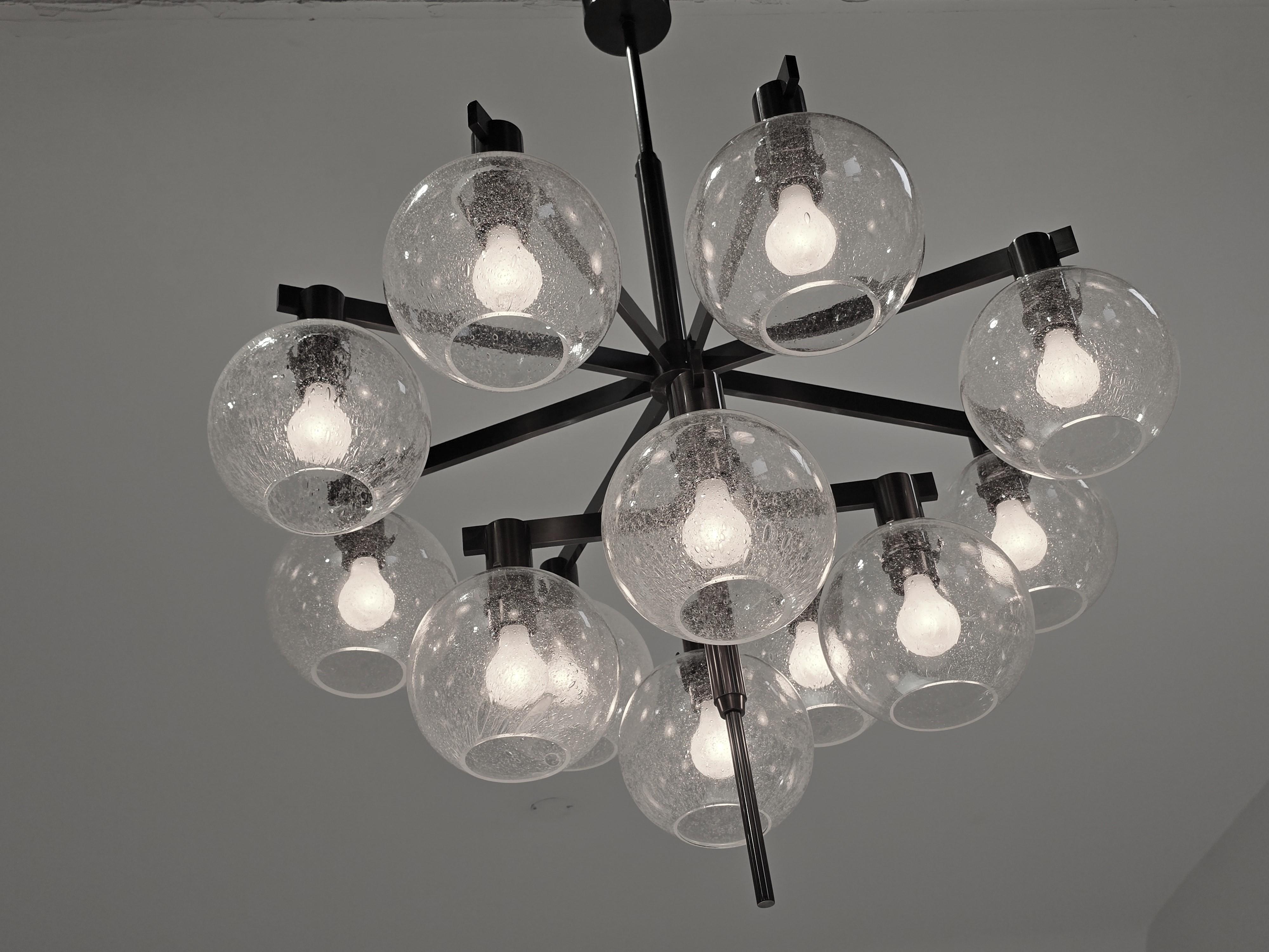 Ottone 1960  Lampadario in ottone antico Hans-Agne Jakobsson  Modello 348/12 in vendita