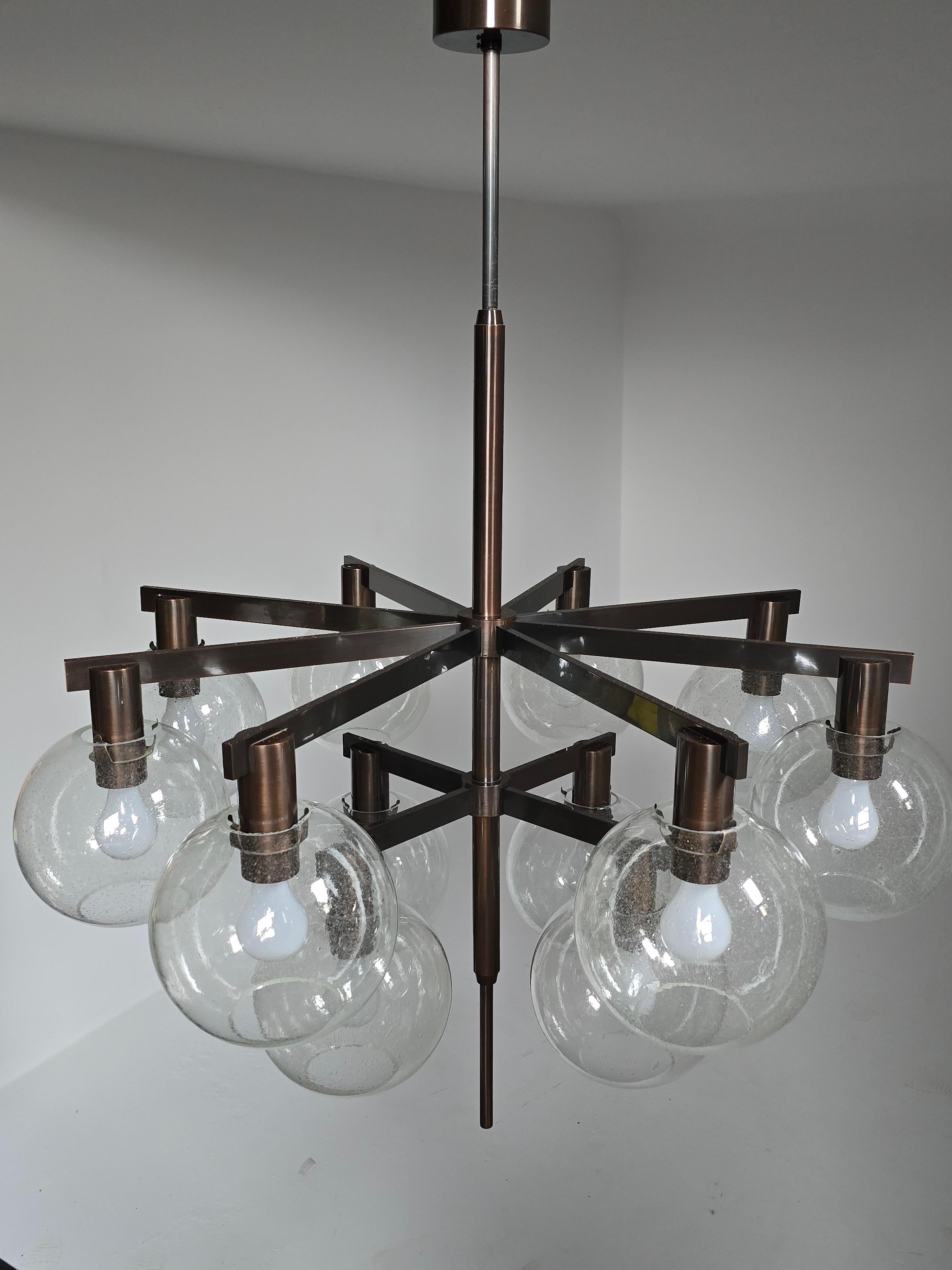 1960  Lampadario in ottone antico Hans-Agne Jakobsson  Modello 348/12 in vendita 1