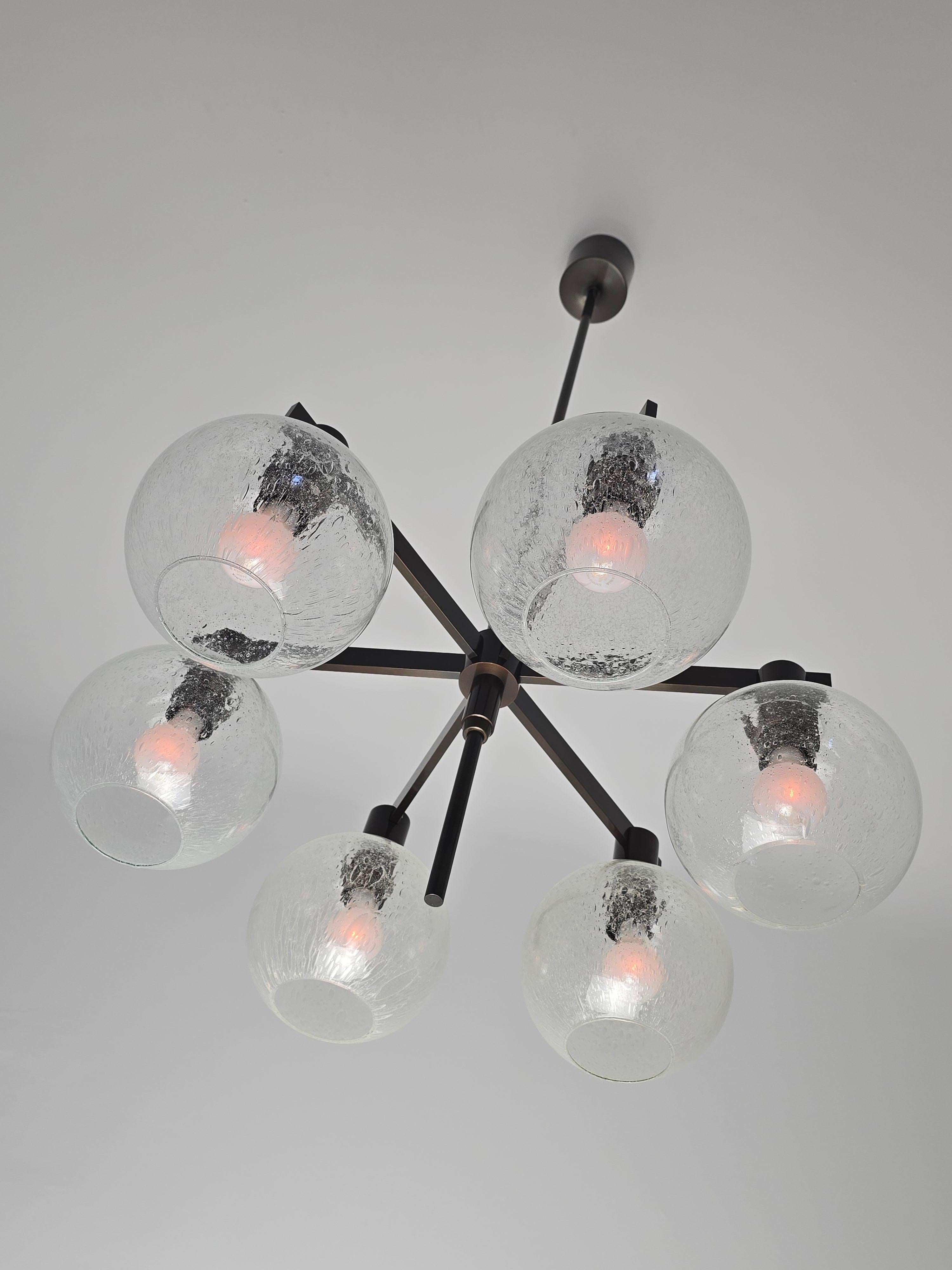 1960 Lampadario Hans-Agne Jakobsson in ottone antico modello 348/6 in vendita 6