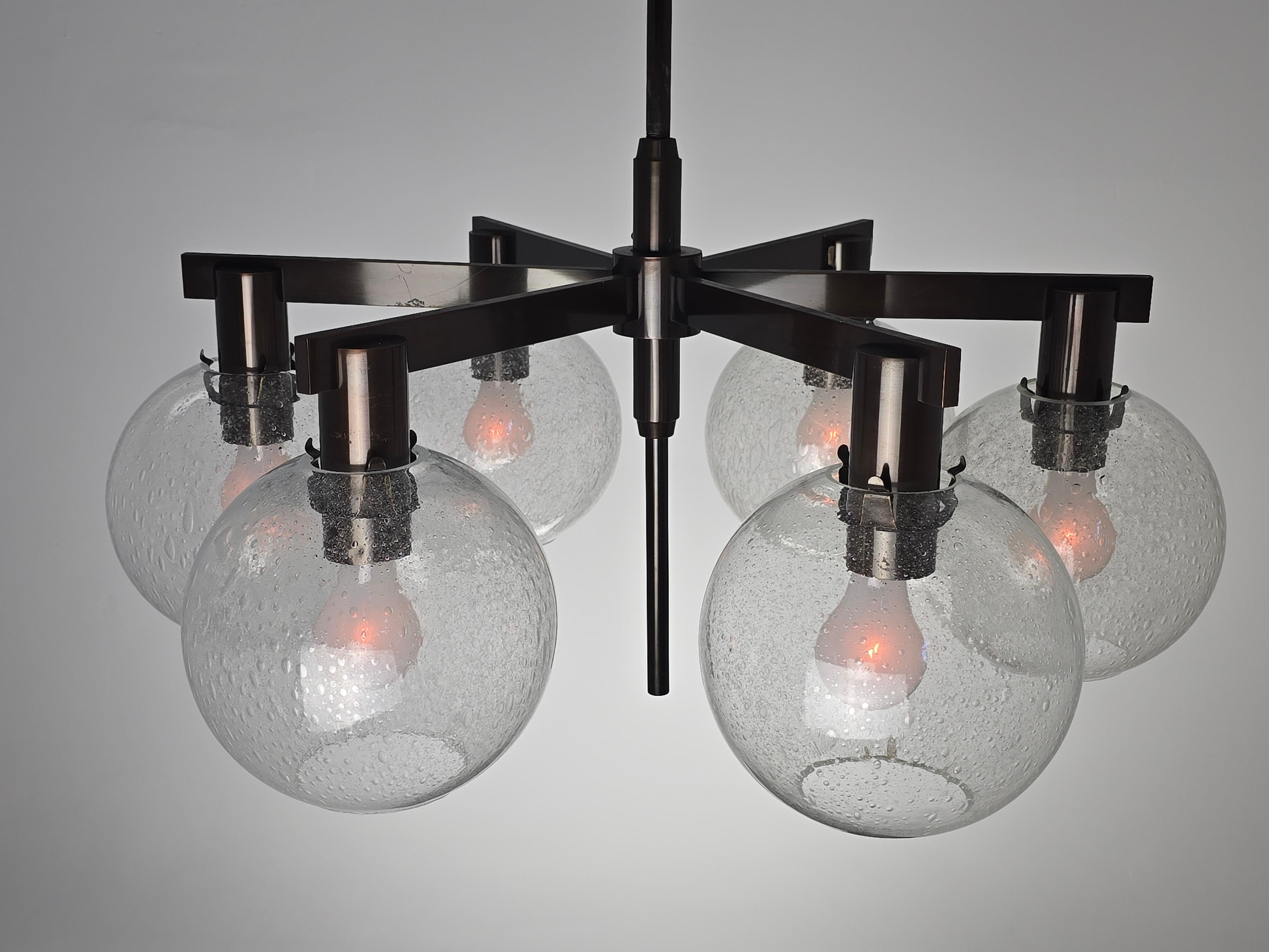 1960 Lampadario Hans-Agne Jakobsson in ottone antico modello 348/6 in vendita 7