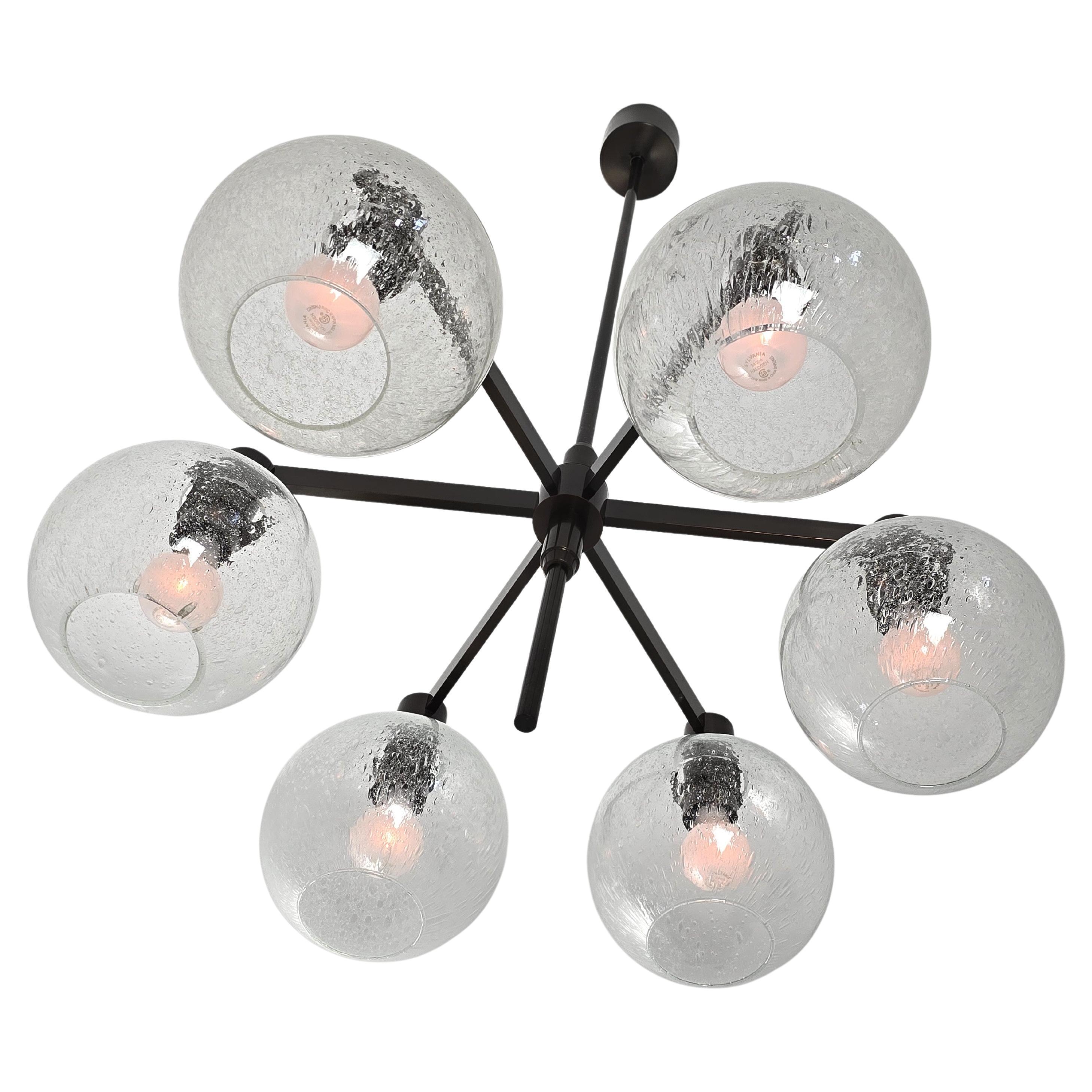 1960 Lampadario Hans-Agne Jakobsson in ottone antico modello 348/6