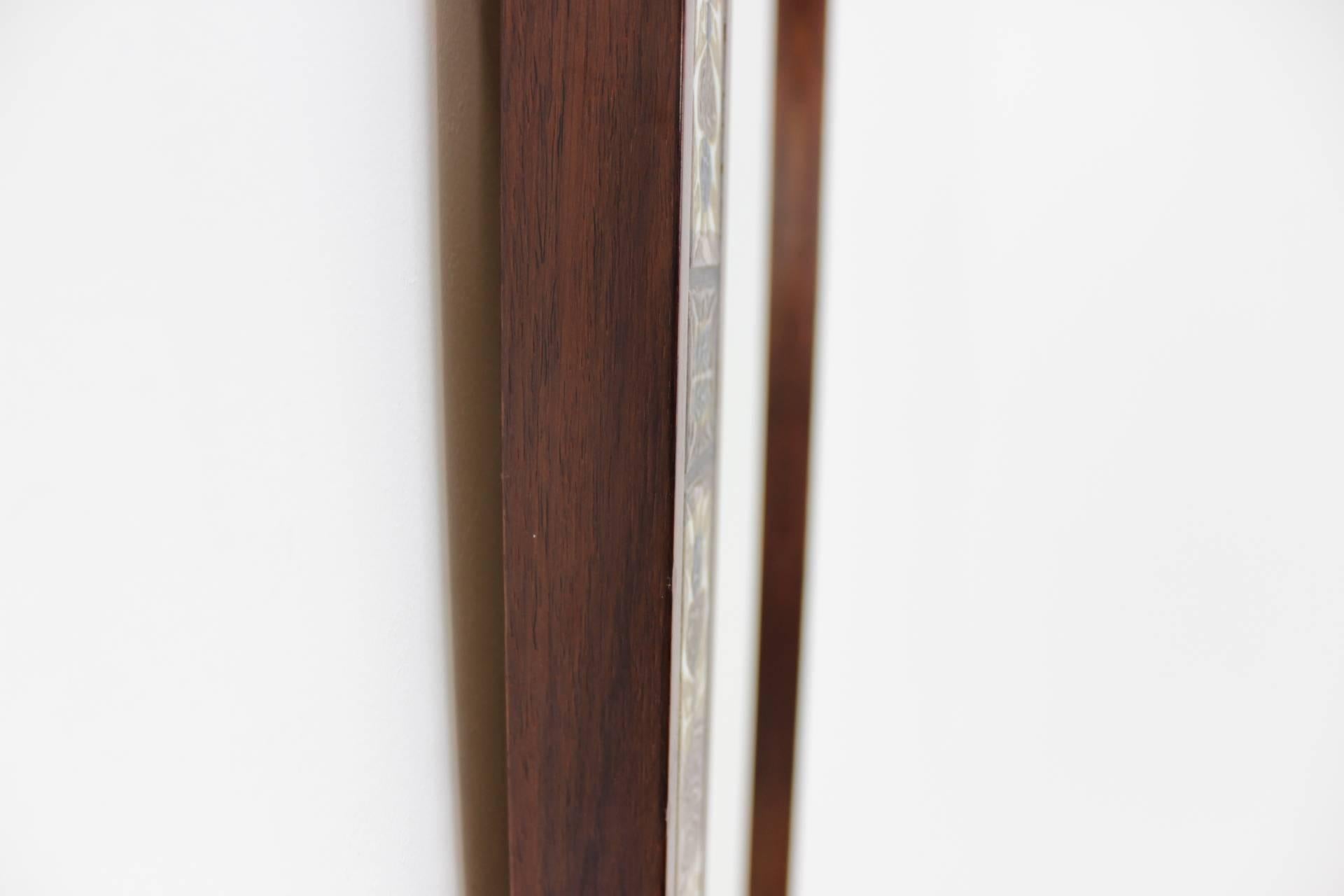 Mid-Century Modern 1960 Haslev Rosewood and Tile Mirror by Royal Copenhagen