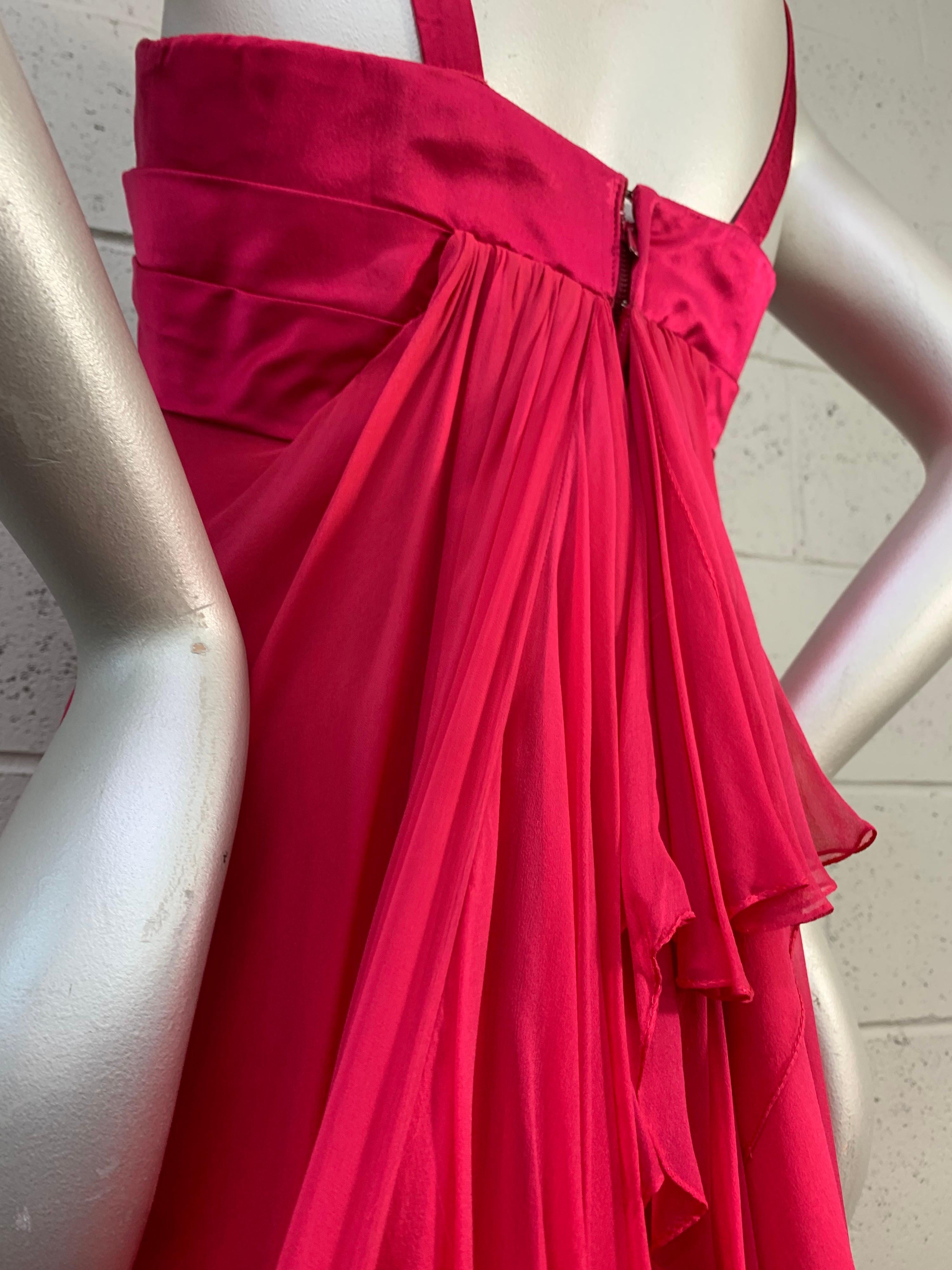 1960 Helena Barbieri Rosa Seidenchiffon-Säulenkleid mit Wasserfallrücken, 1960 im Angebot 1