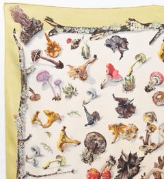 1960 Hermes Champignons by F.de la Perriere and A.Gavarni Silk Scarf
