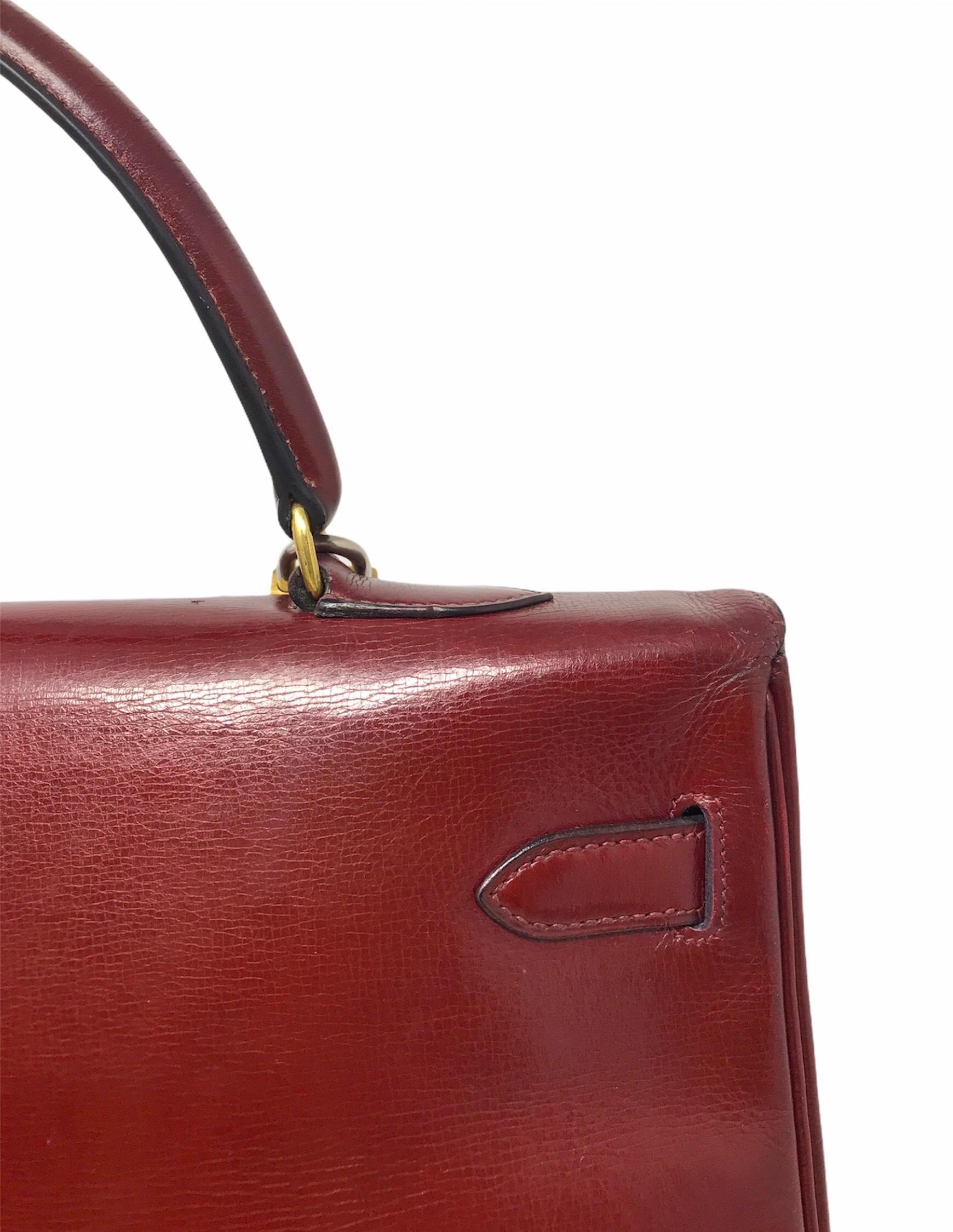 Brown 1960 Hermès Kelly 35 Rouge H Vintage For Sale