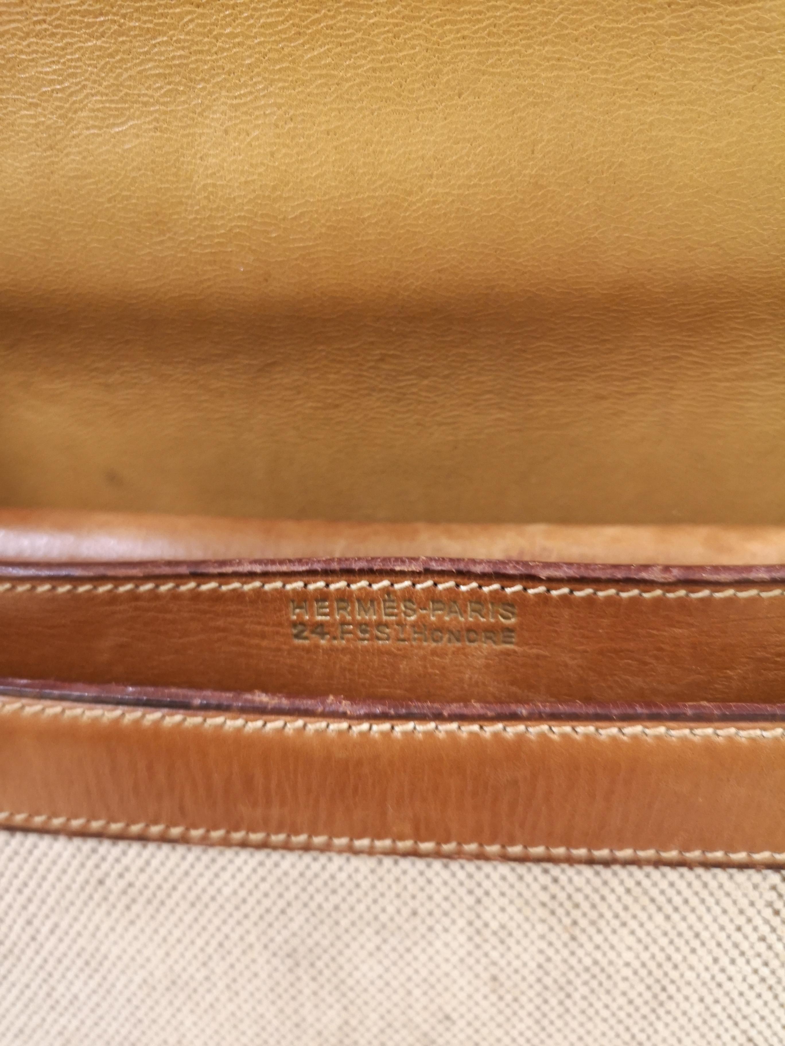 1960 Hermes leather and textile Handle Bag  6