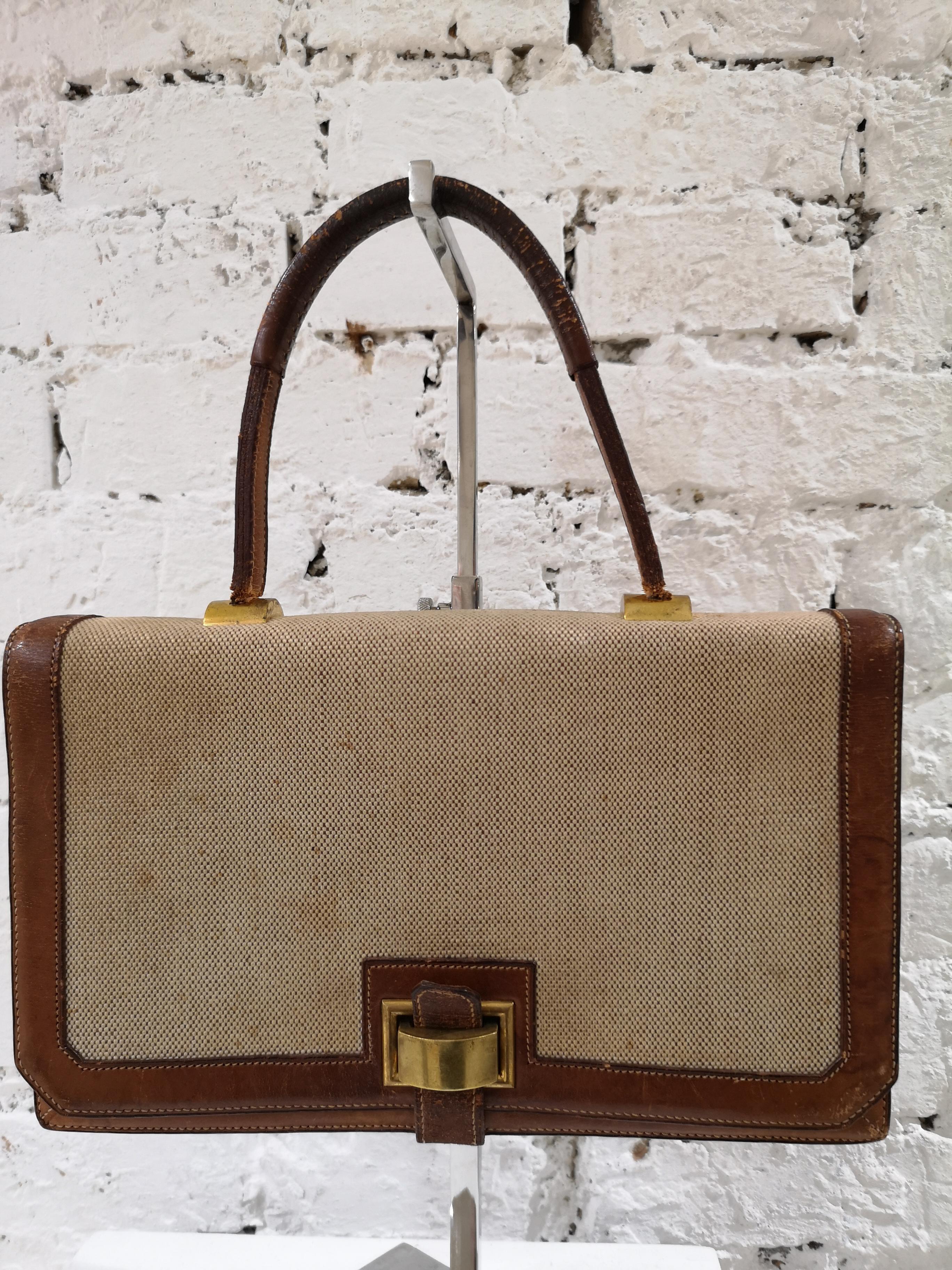 1960 Hermes leather and textile Handle Bag  9