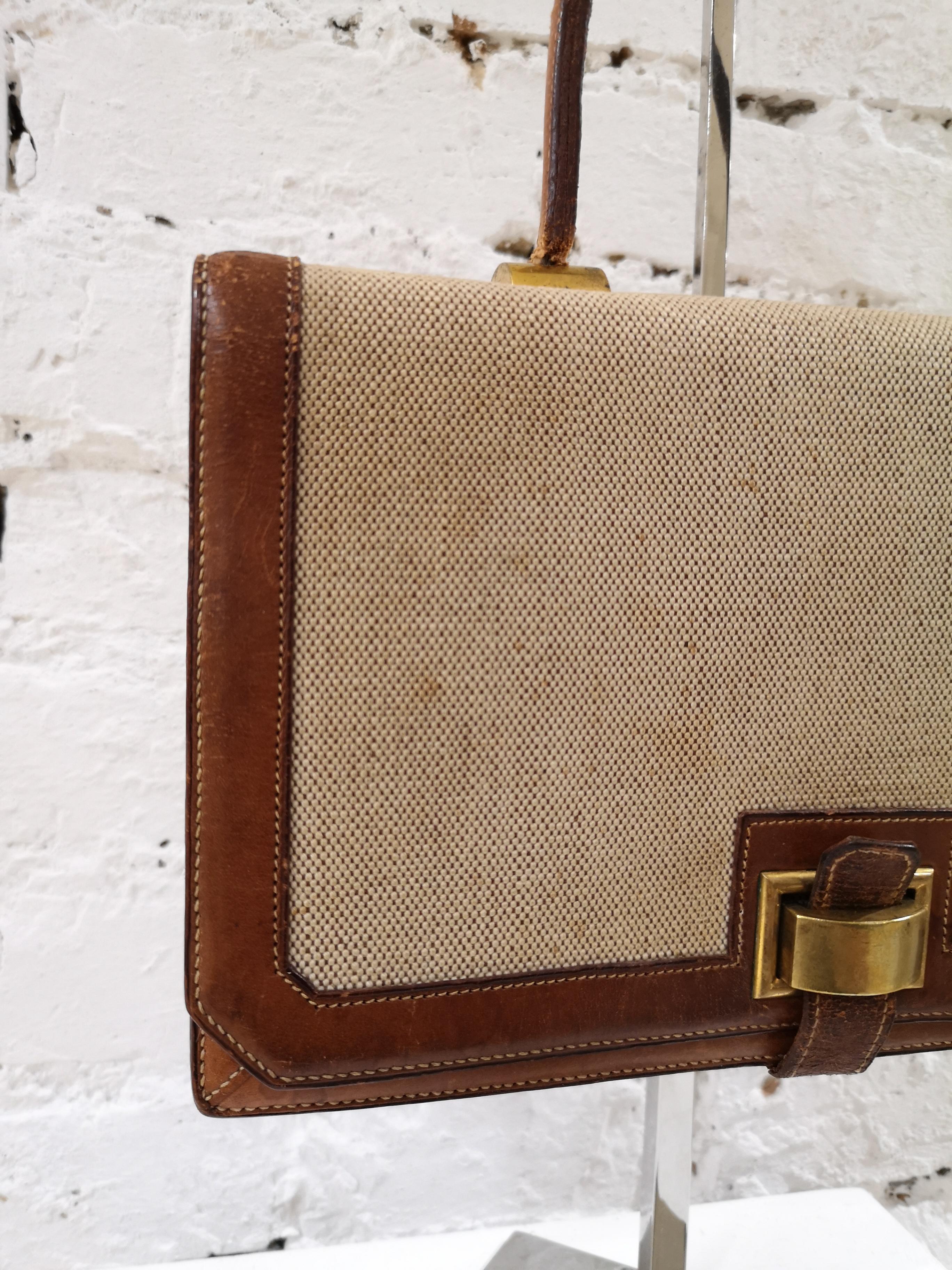 1960 Hermes leather and textile Handle Bag  11