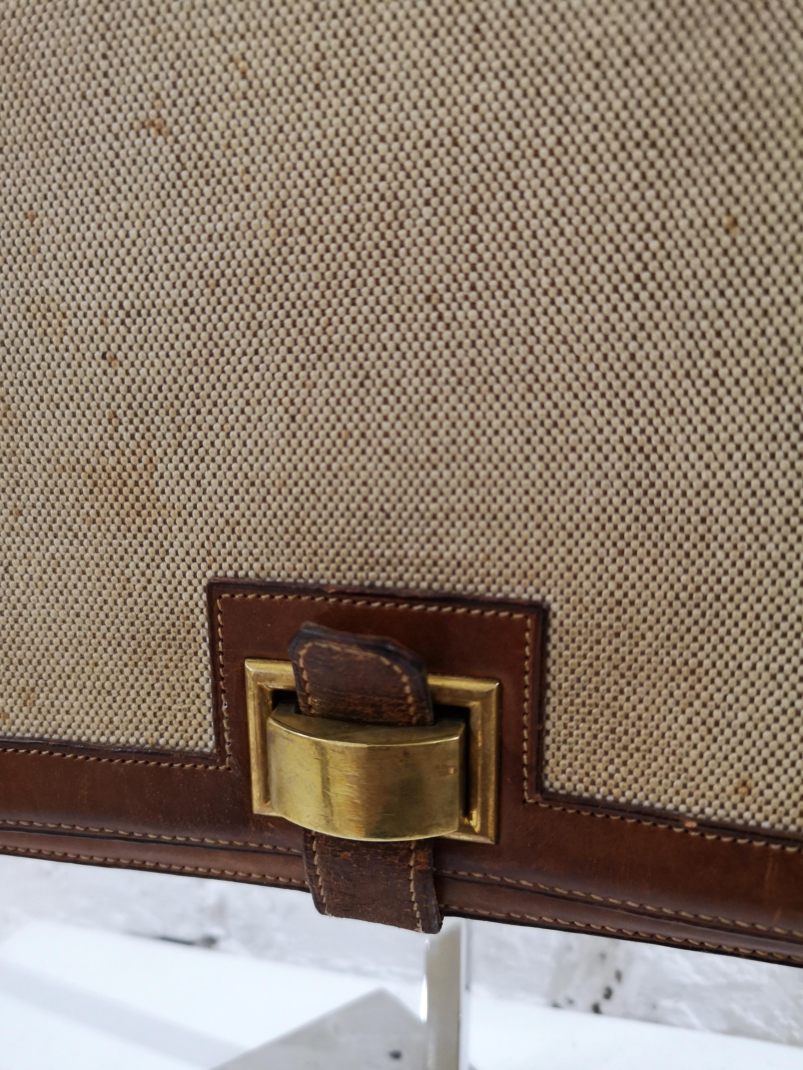 1960 Hermes leather and textile Handle Bag  12