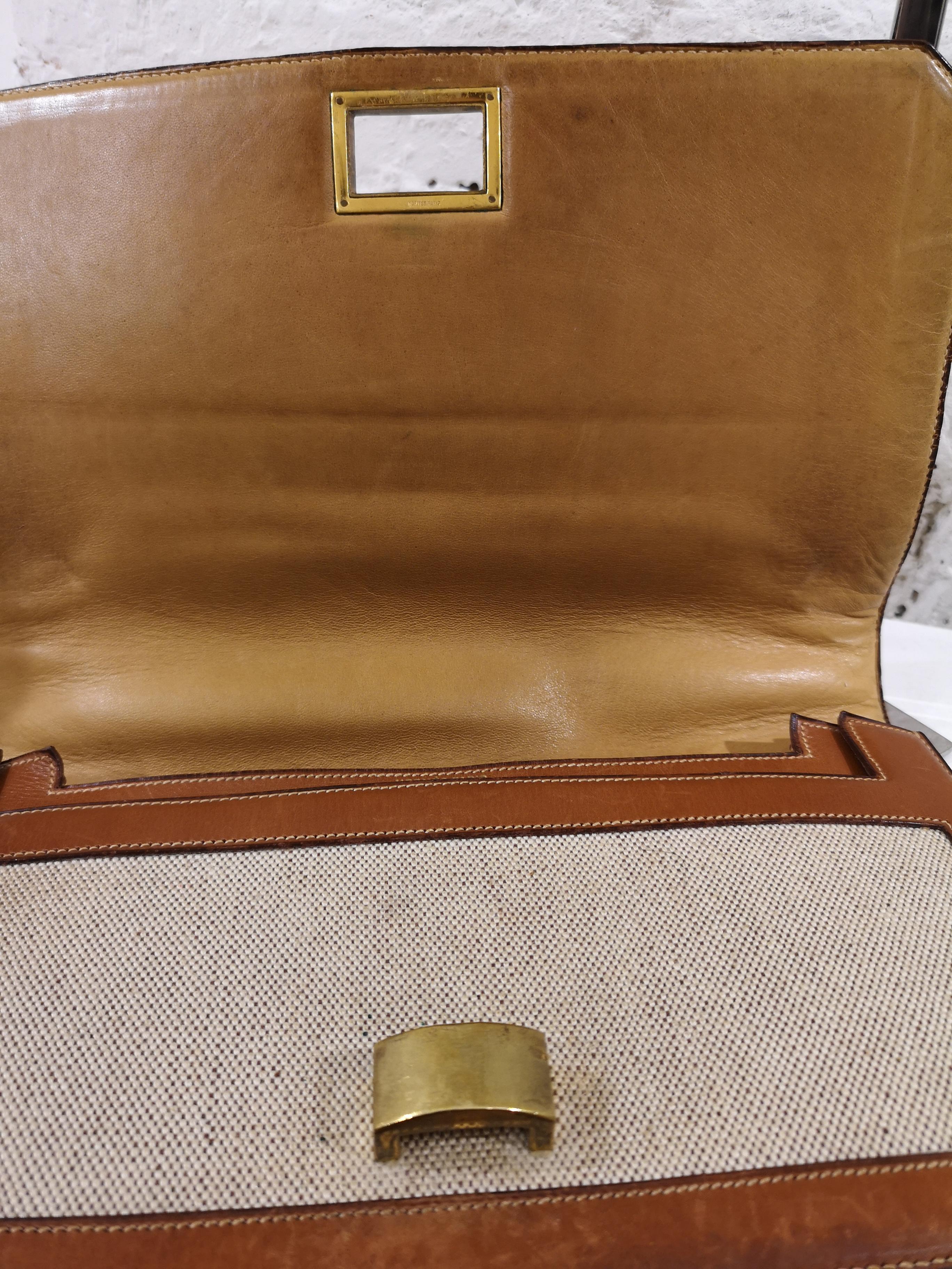1960 Hermes leather and textile Handle Bag  3