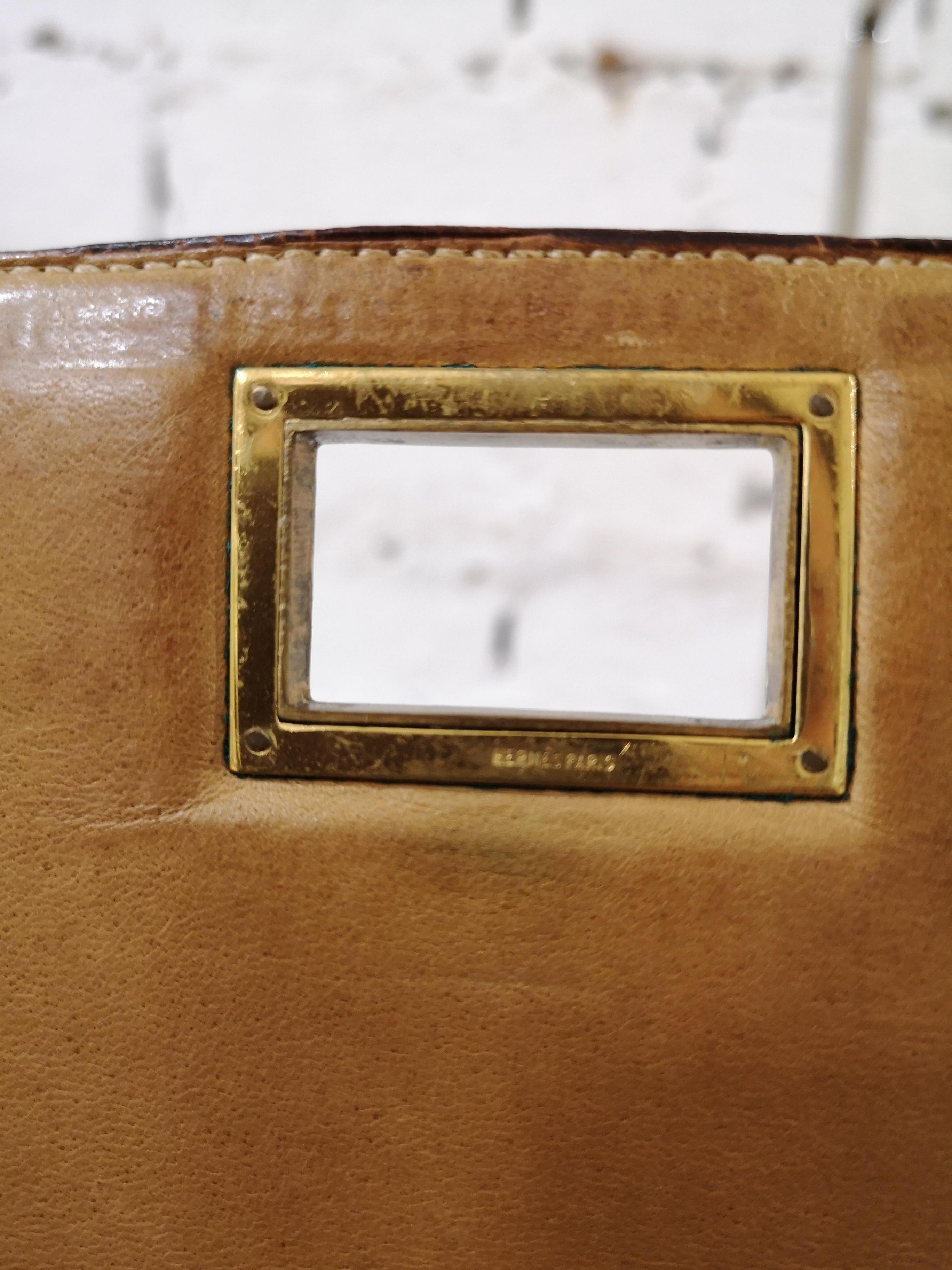 1960 Hermes leather and textile Handle Bag  4