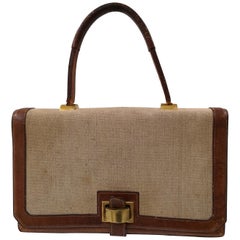 1960 Hermes leather and textile Handle Bag