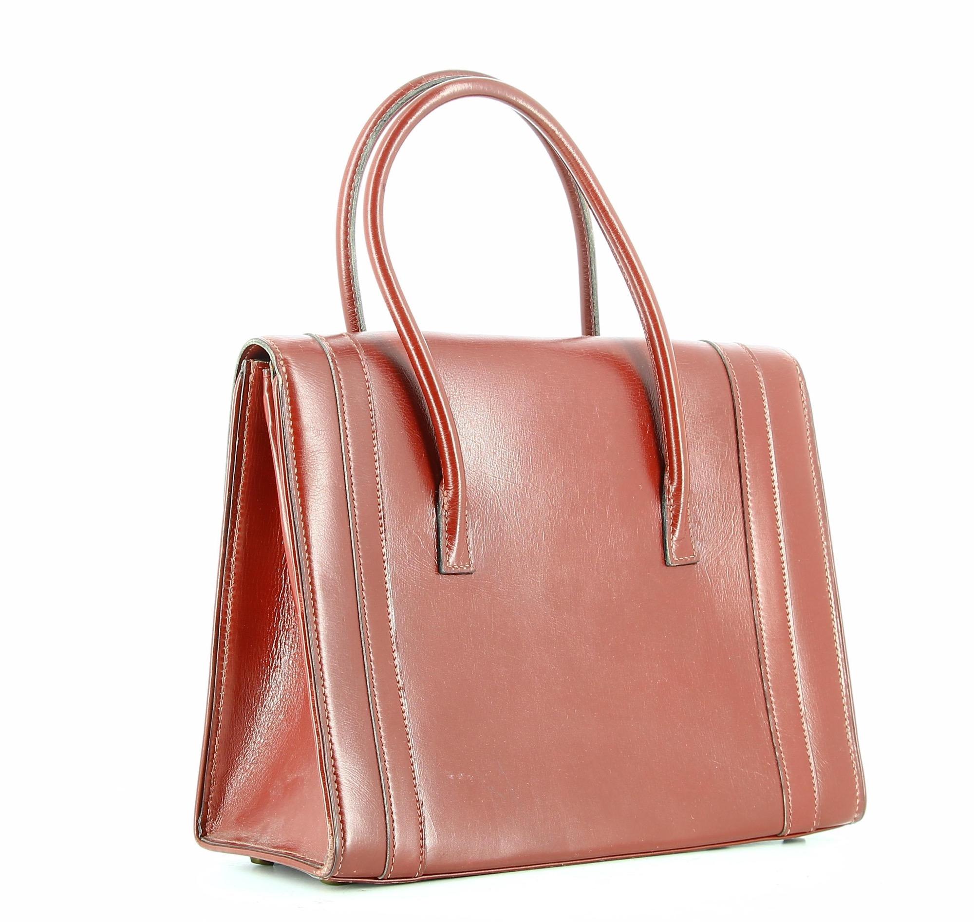Women's or Men's 1960 Hermès Red Burgundy Leather Bag