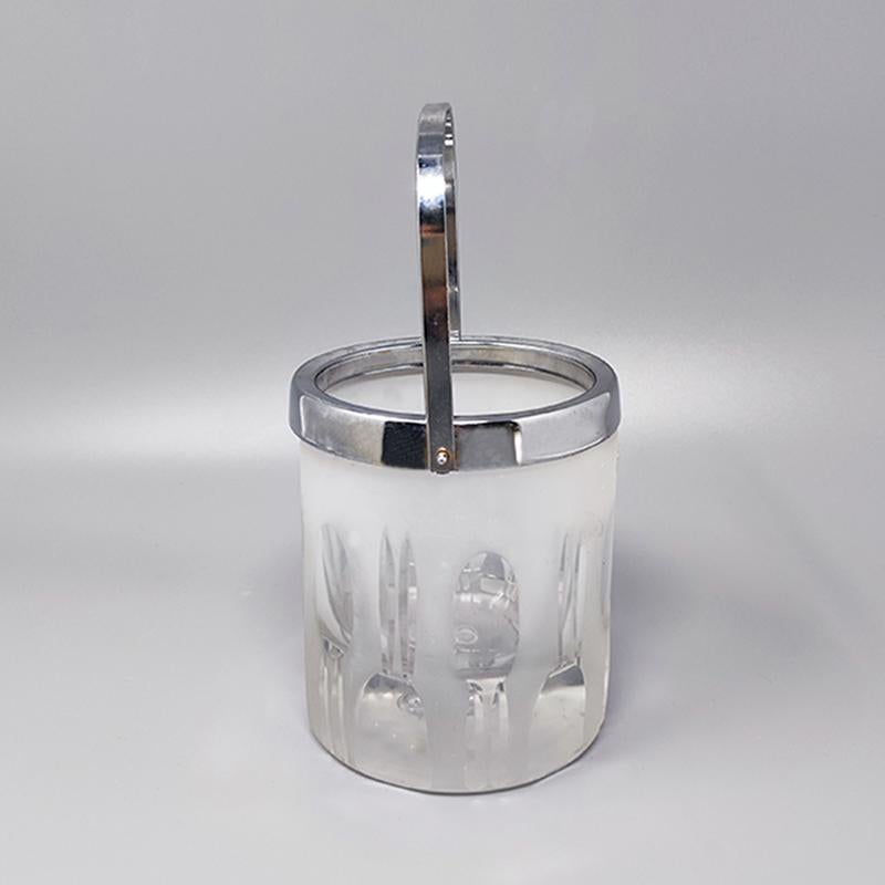 1960  Seau à glace avec 6 verres en cristal au plomb taillé à la main par Kristal Excellent état - En vente à Milano, IT