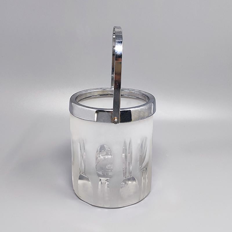Mid-20th Century 1960  Ice Bucket with 6 Glasses in Hand Cut Lead Crystal by Kristal For Sale