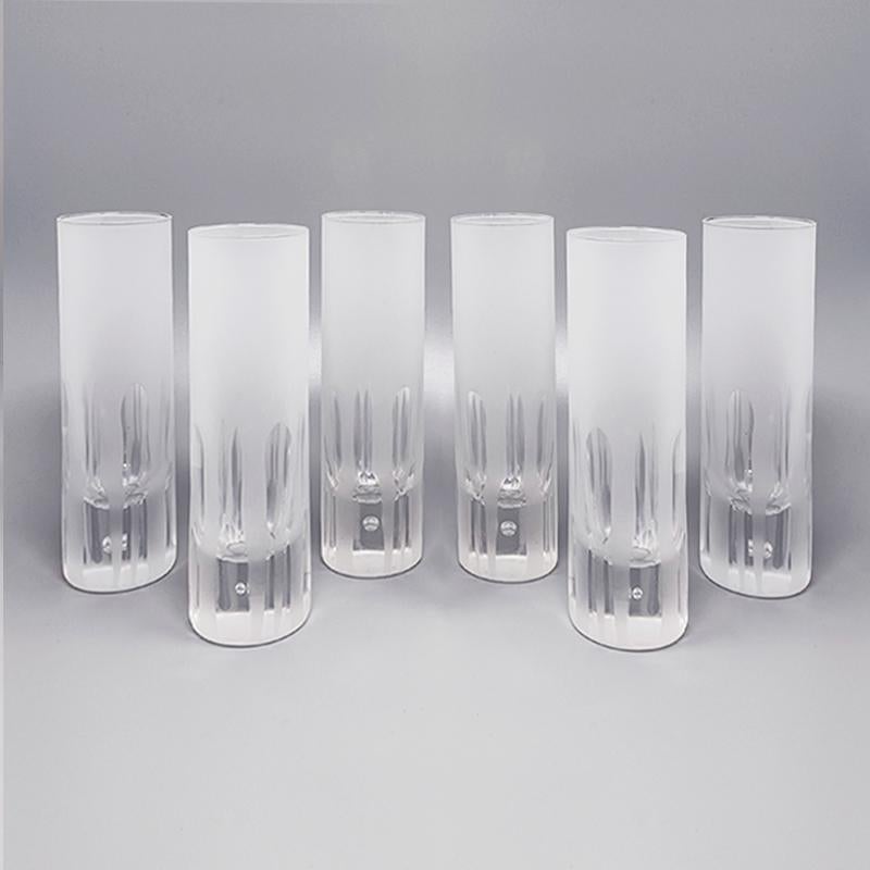 1960  Seau à glace avec 6 verres en cristal au plomb taillé à la main par Kristal en vente 1