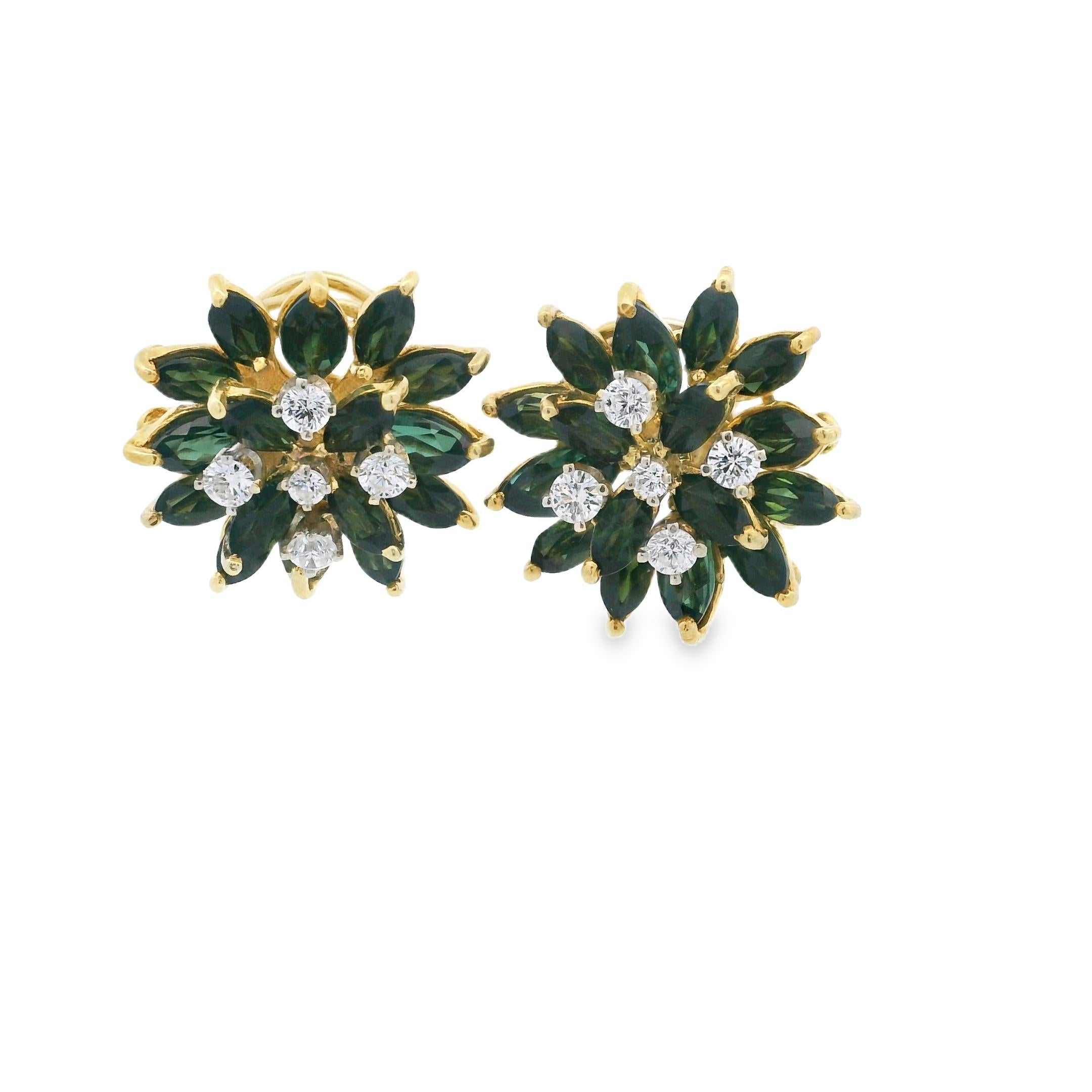 Donna 1960 Orecchino convertibile in oro 18 carati con tormalina verde e 1,80 carati di diamante in vendita