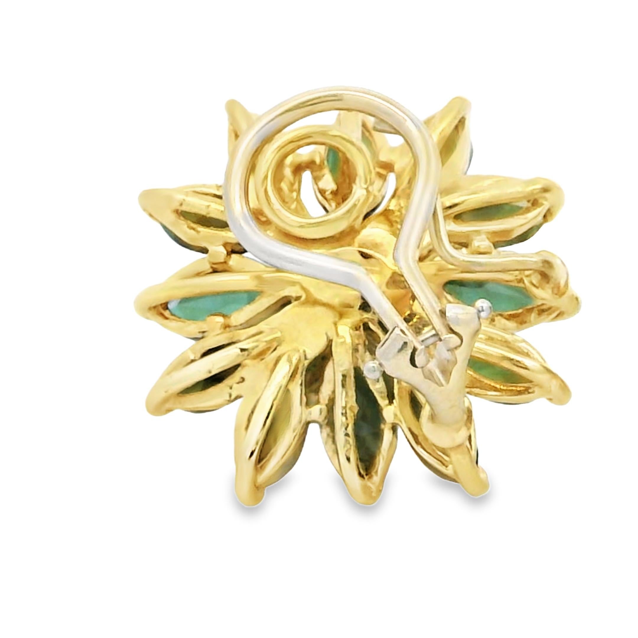 1960 Orecchino convertibile in oro 18 carati con tormalina verde e 1,80 carati di diamante in vendita 2