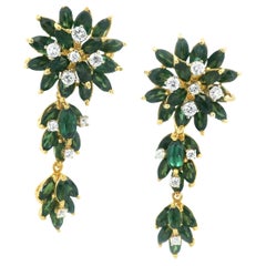 1960 Italian 18K Gold Green Tourmaline and 1.80 Carat Diamond Convertible Earrin