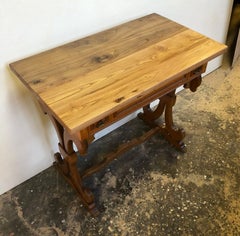 1960 Italian Console Table in Solid Beech and Chestnut, Natural Honey Color
