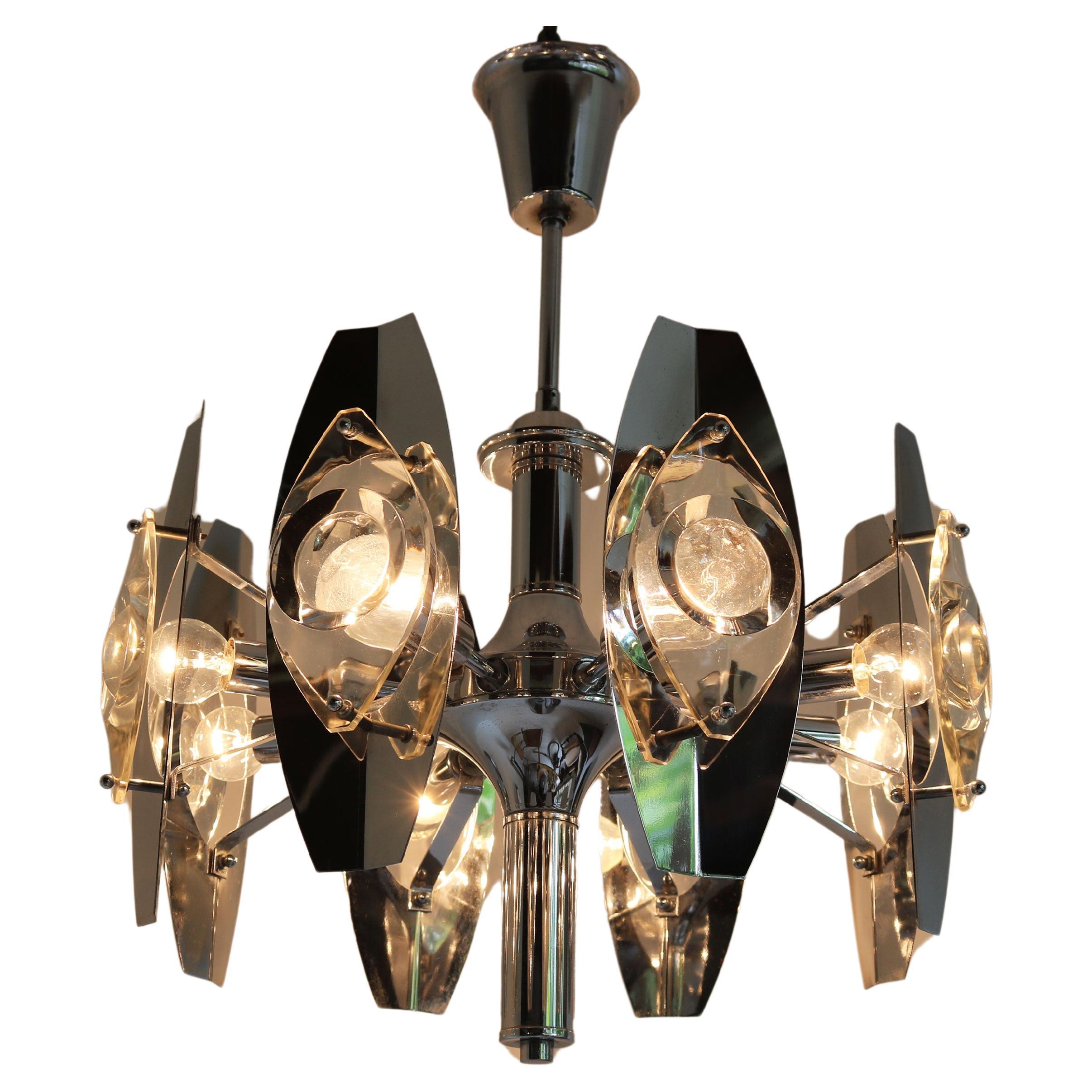Lustre italien de 1960 par Oscar Torlasco pour Stilkronen, Italie, ère spatiale