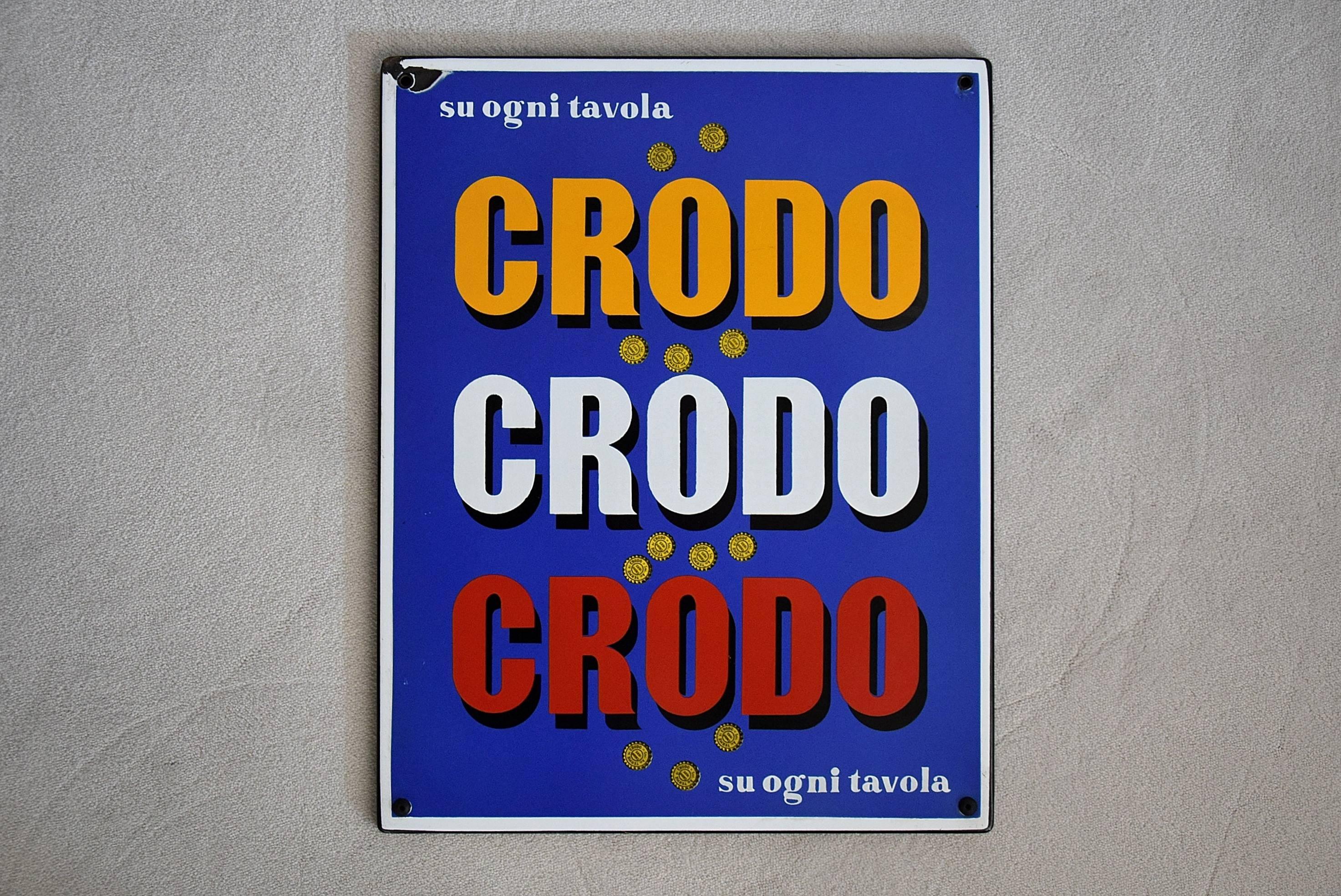 Mid-20th Century 1960 Italian Enamel Crodo Publicity Sign