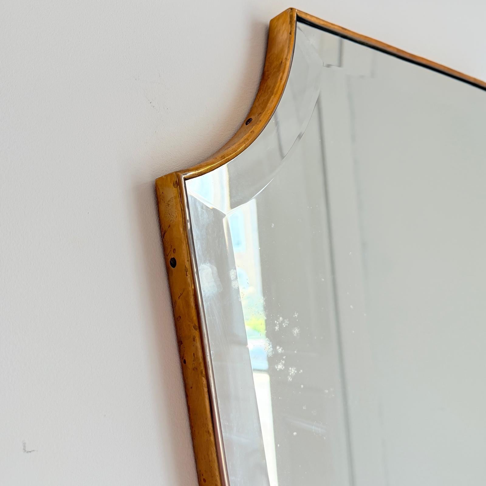 Mid-Century Modern 1960 Italian Mirror In Brass Frame For Sale