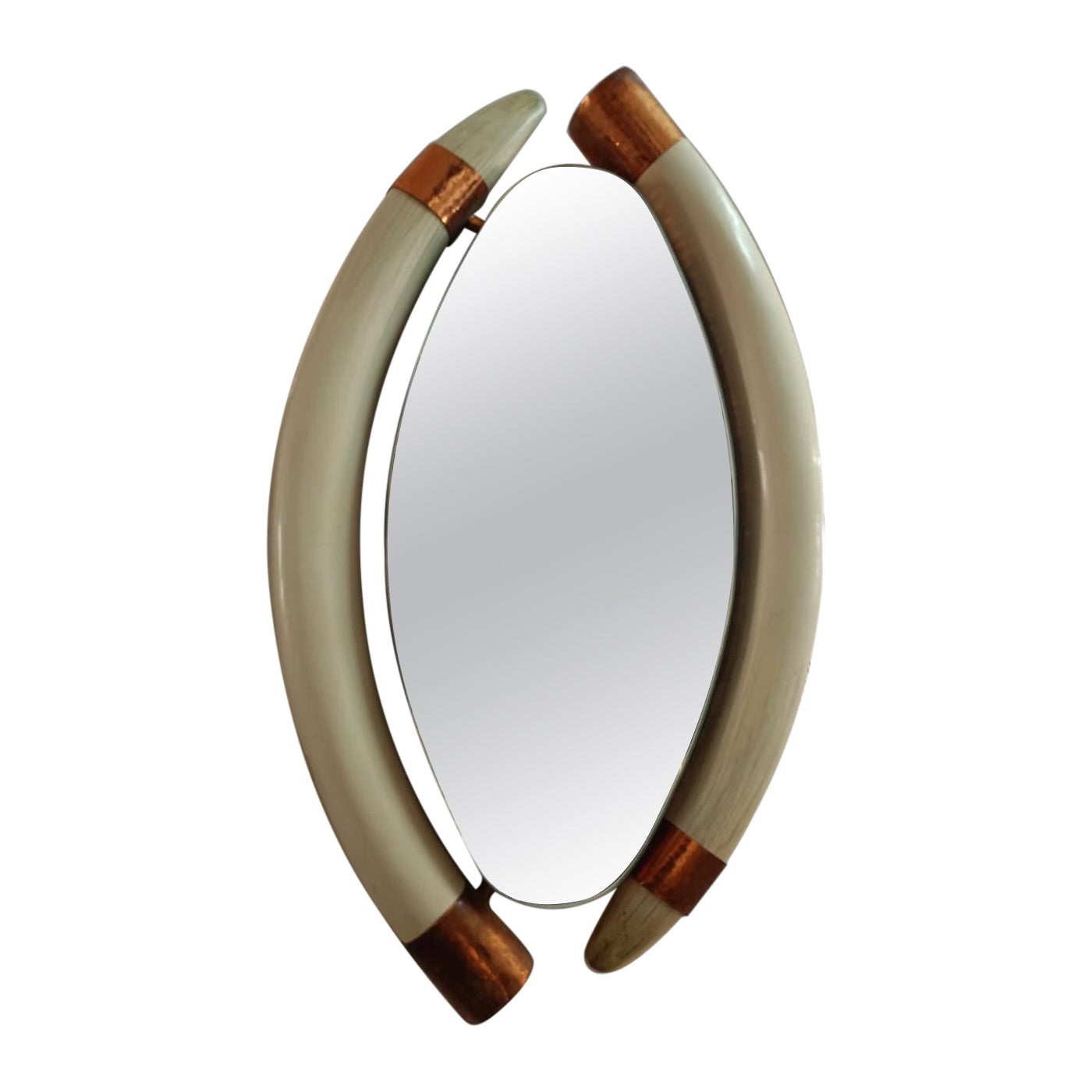 1960 Italian Mirror In Faux Walrus Tusks For Sale