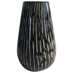 1960 Italian Modern Design Vase in Black and White Blown Glass