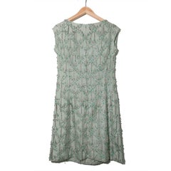 1960 Italian Tailor Made Beads and Rhinestone Silk Evening Gown