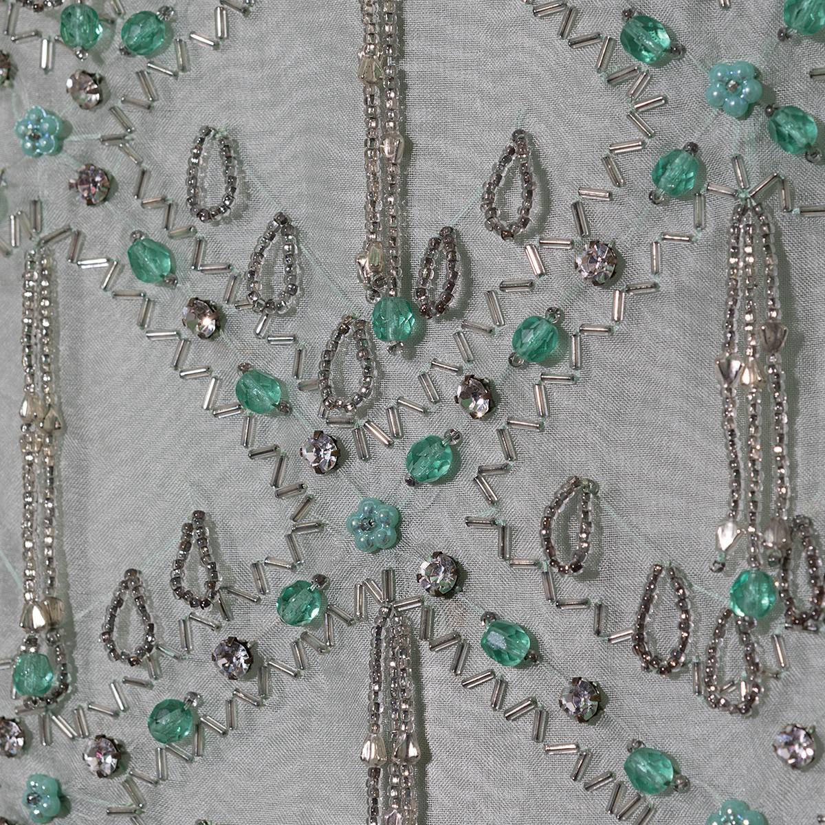 1960 Italian Tailor Made Beads and Rhinestone Silk Evening Gown  For Sale 1