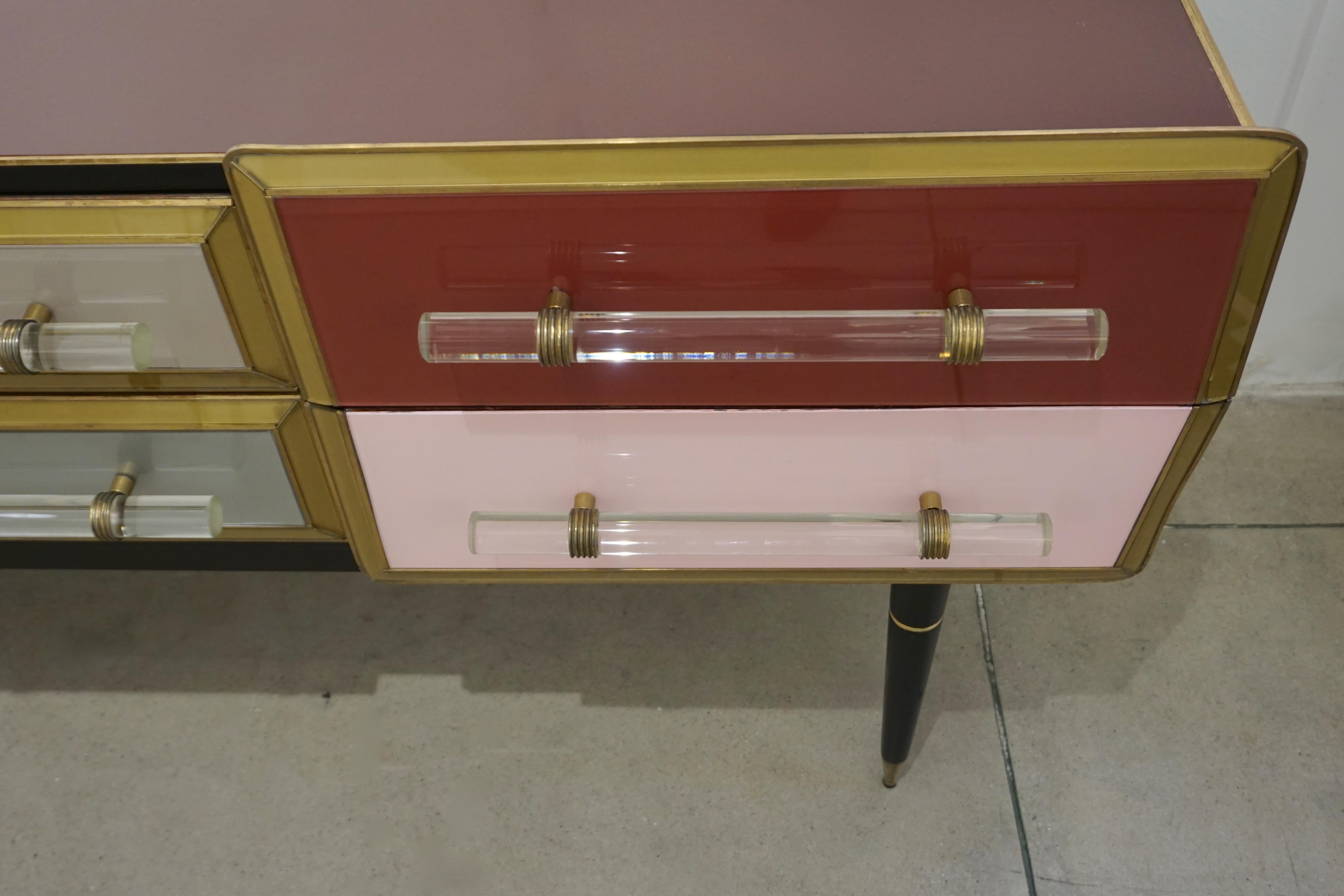 1960s Italian Mid-Century Modern Rose Pink Gray Wine Gold Sideboard / Console 4