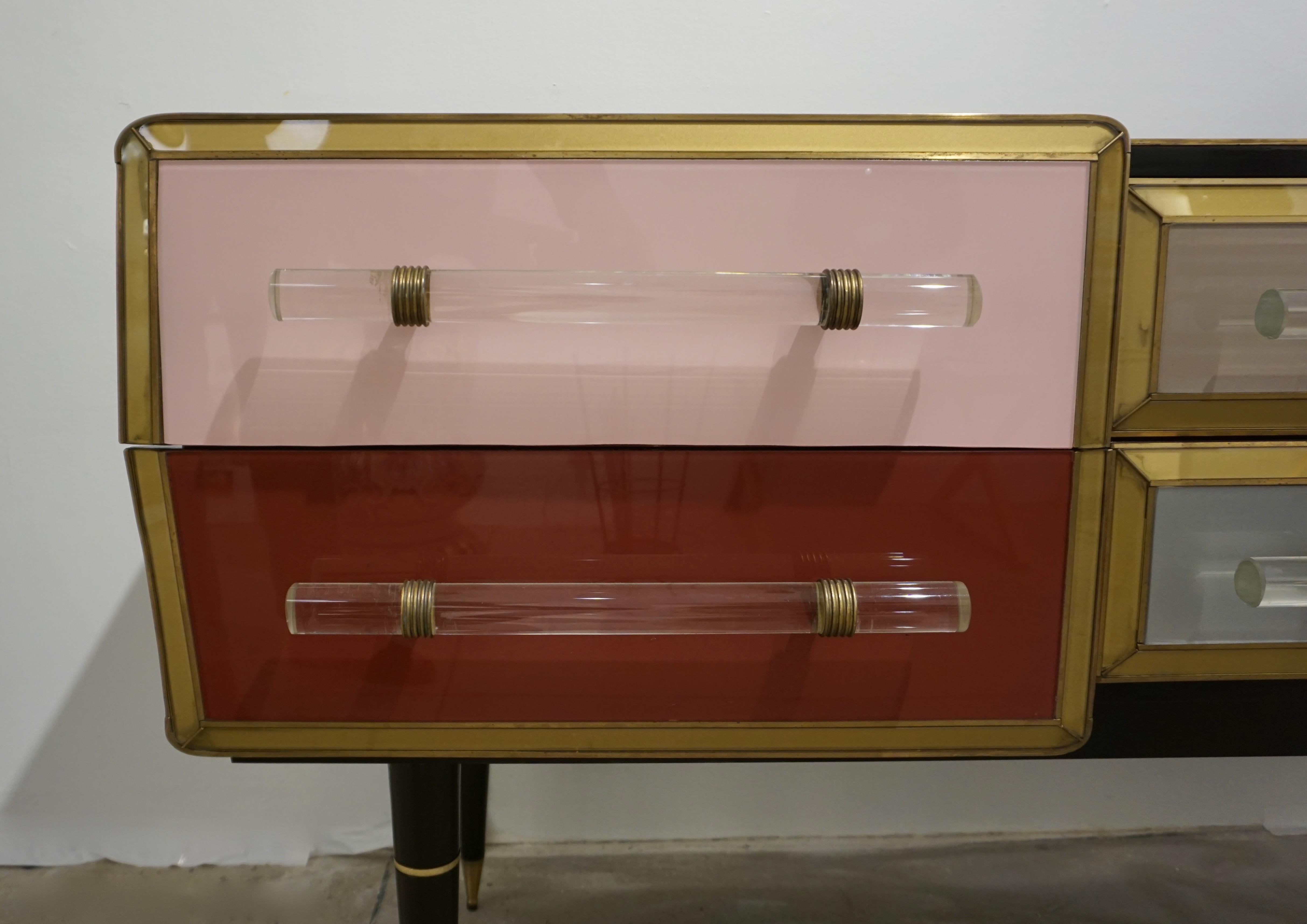 1960s Italian Mid-Century Modern Rose Pink Gray Wine Gold Sideboard / Console 6