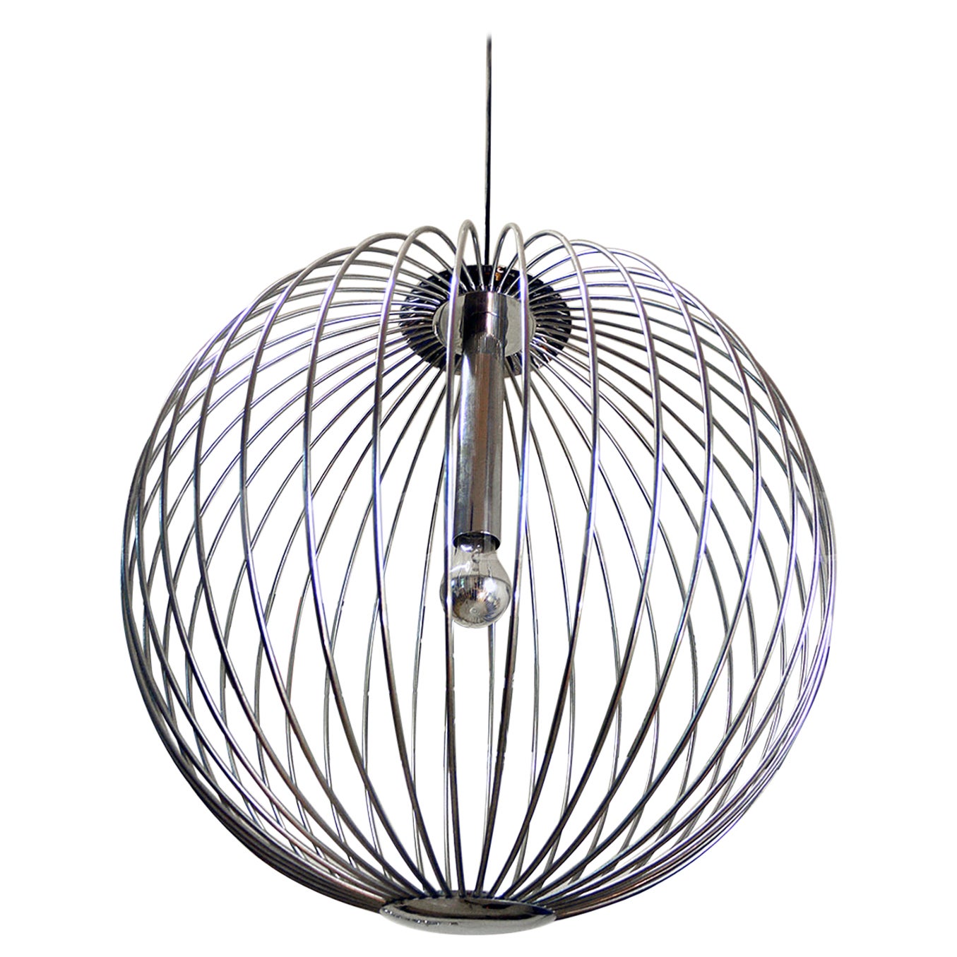 1960 Italia Lampadario a corda da 20" in ottone cromato alla maniera di Gaetano Sciolari