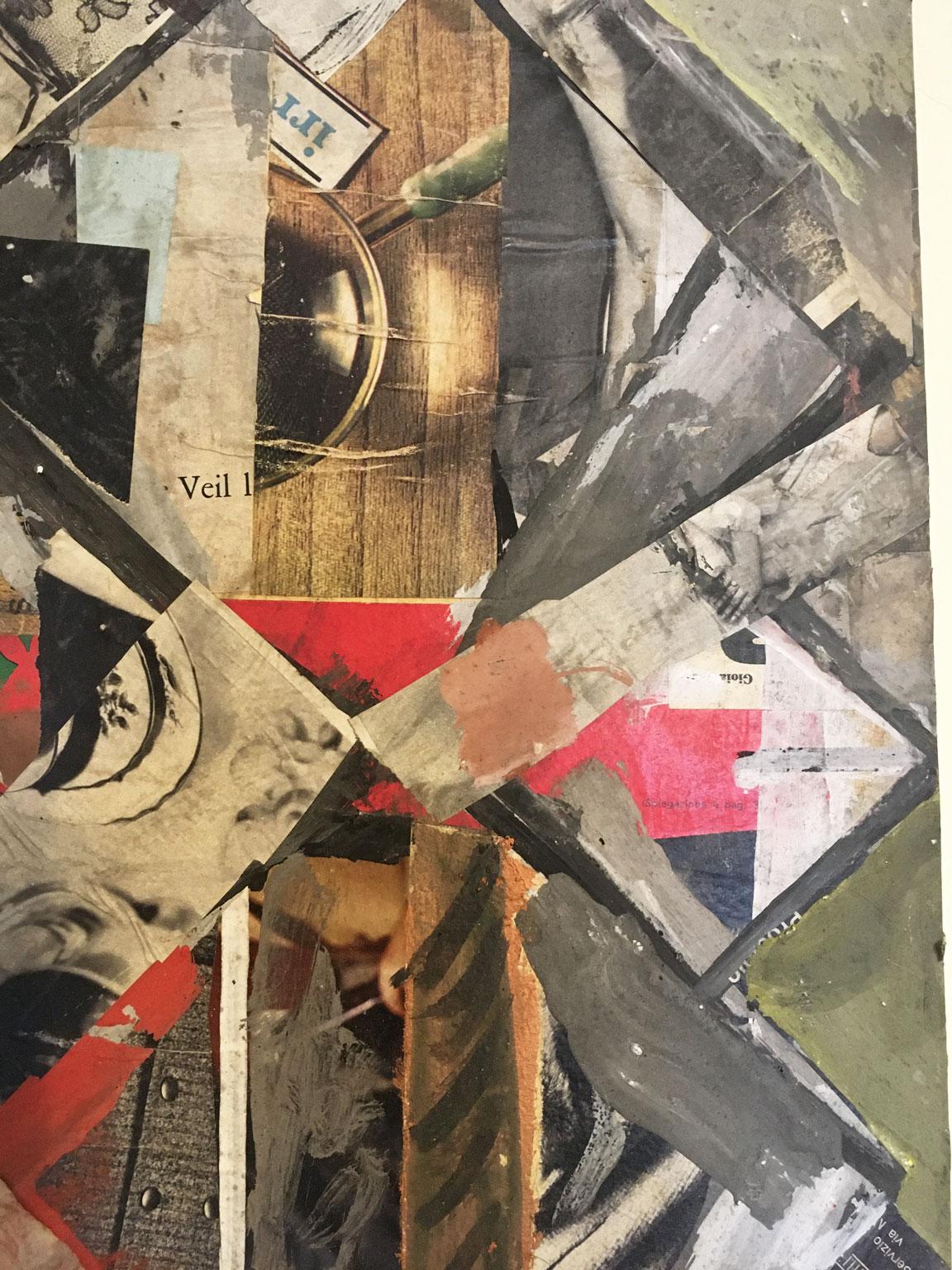 1960 Italy Abstract Painting and Paper Collage by Ermete Lancini For Sale 1