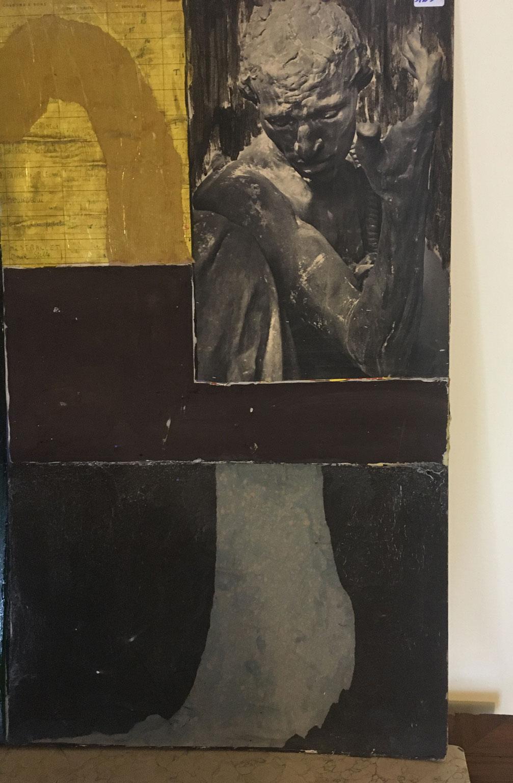 1960 Italy Abstract Painting and Paper Collage by Ermete Lancini  For Sale 5