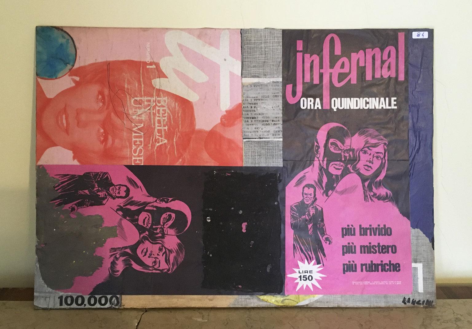 1960 Italien Abstrakte Malerei und Papier Collage von Ermete Lancini (Moderne der Mitte des Jahrhunderts) im Angebot