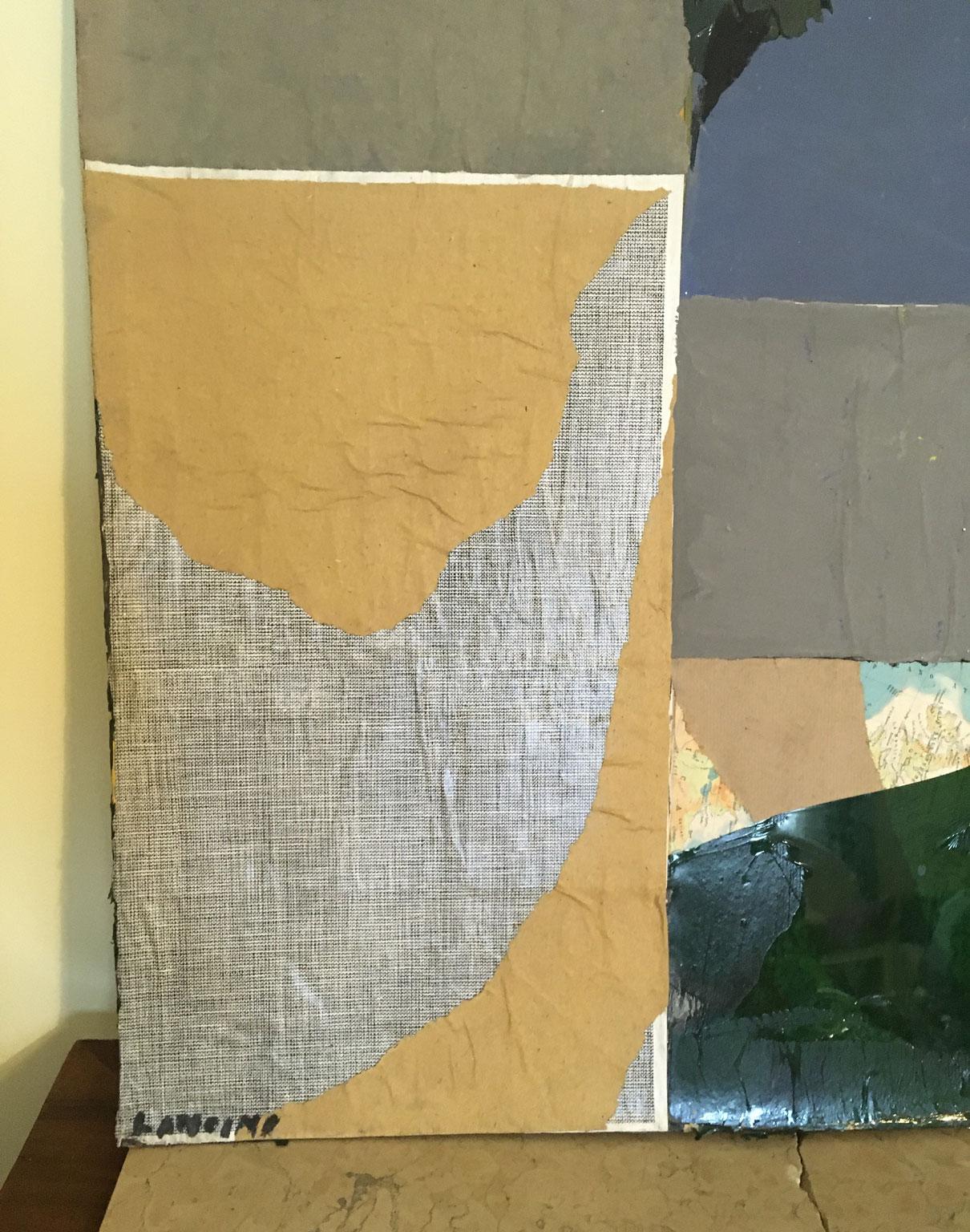 1960 Italy Abstract Painting and Paper Collage by Ermete Lancini  In Good Condition For Sale In Brescia, IT
