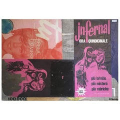 1960 Italie Peinture abstraite et collage de papier par Ermete Lancini