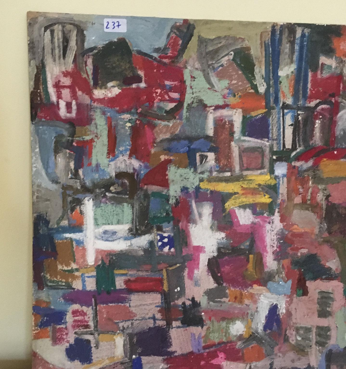 Hand-Painted 1960 Italy Abstract Painting by Ermete Lancini  For Sale