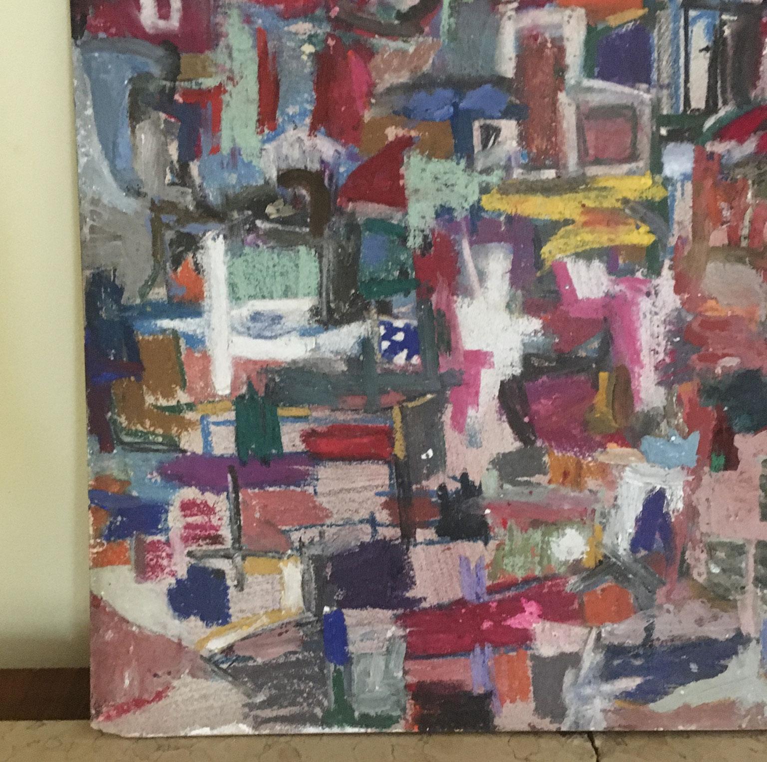 1960 Italy Abstract Painting by Ermete Lancini  In Good Condition For Sale In Brescia, IT