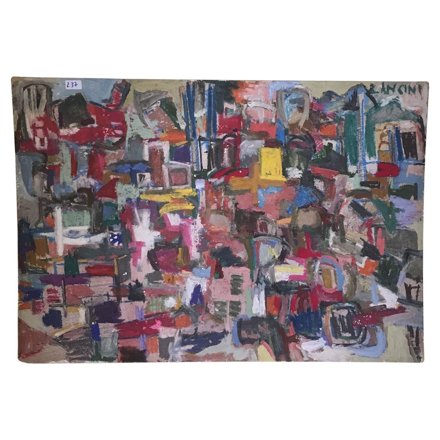 1960 Italy Abstract Painting by Ermete Lancini 