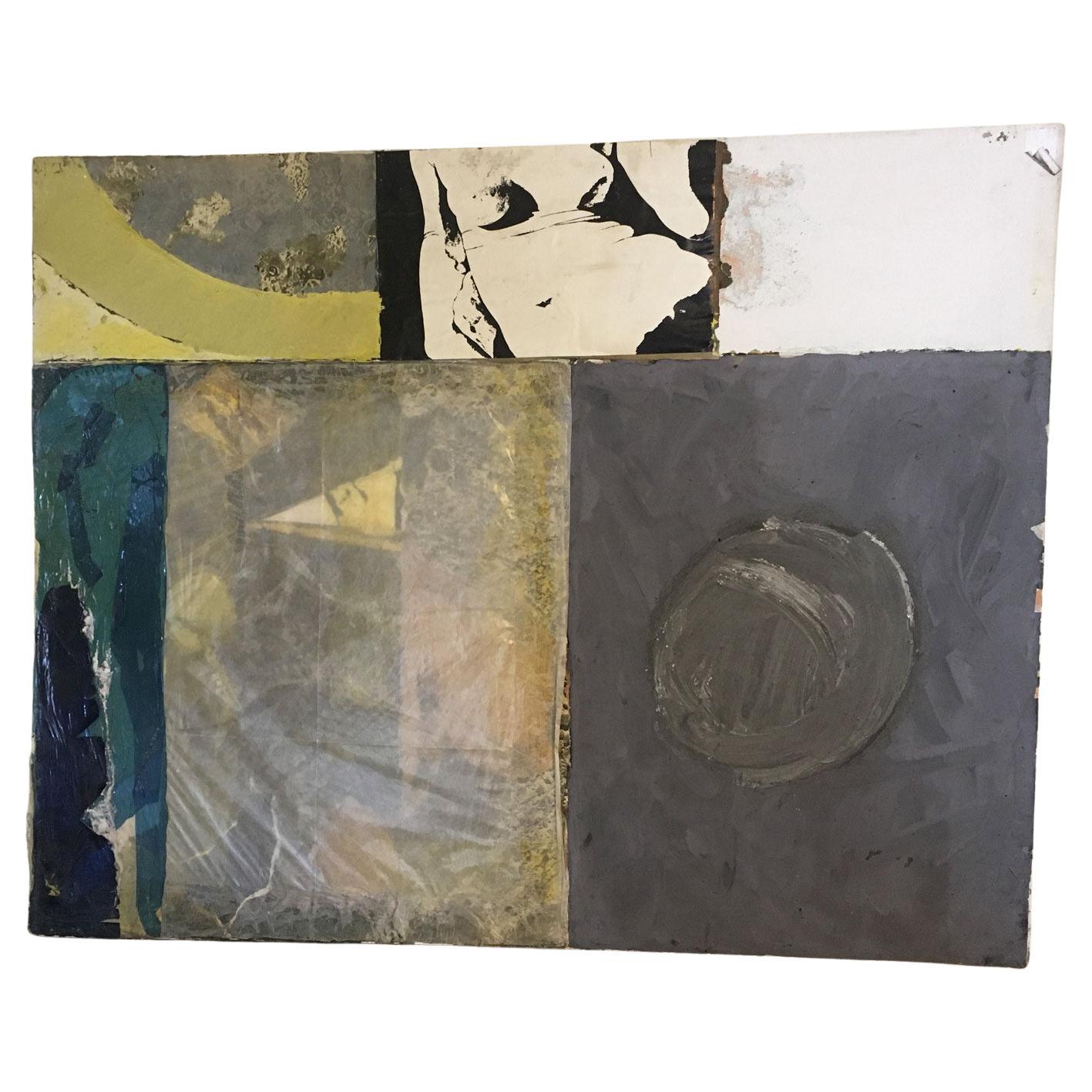 1960 Italy Abstract Painting on Canvas and Mix Media Collage by Ermete Lancini For Sale